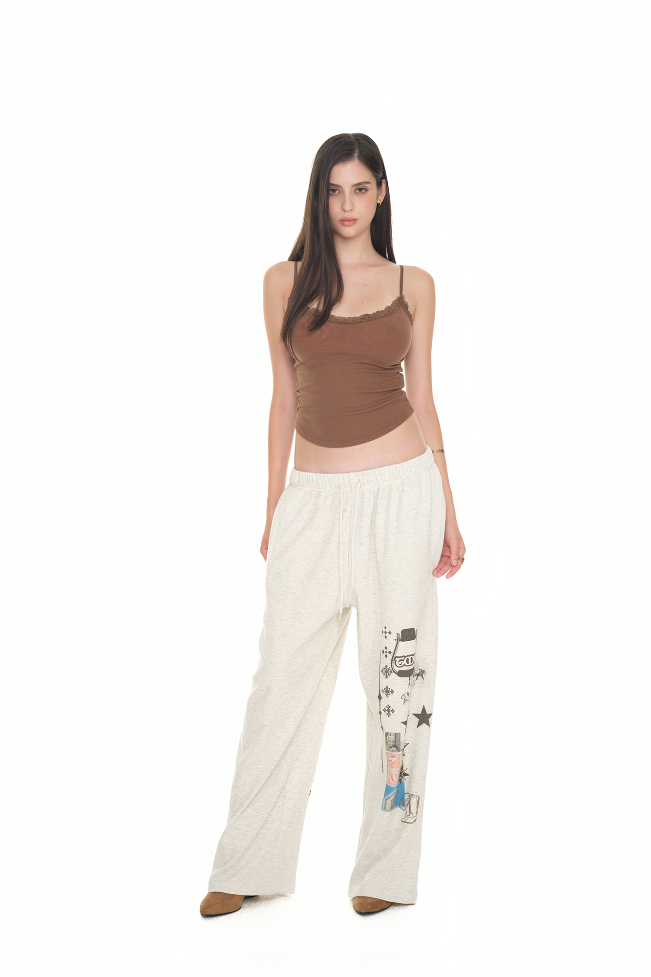 MUSINSA公式 | TOOMUCHTAX PRINTED WAFFLE PANTS (IVORY)