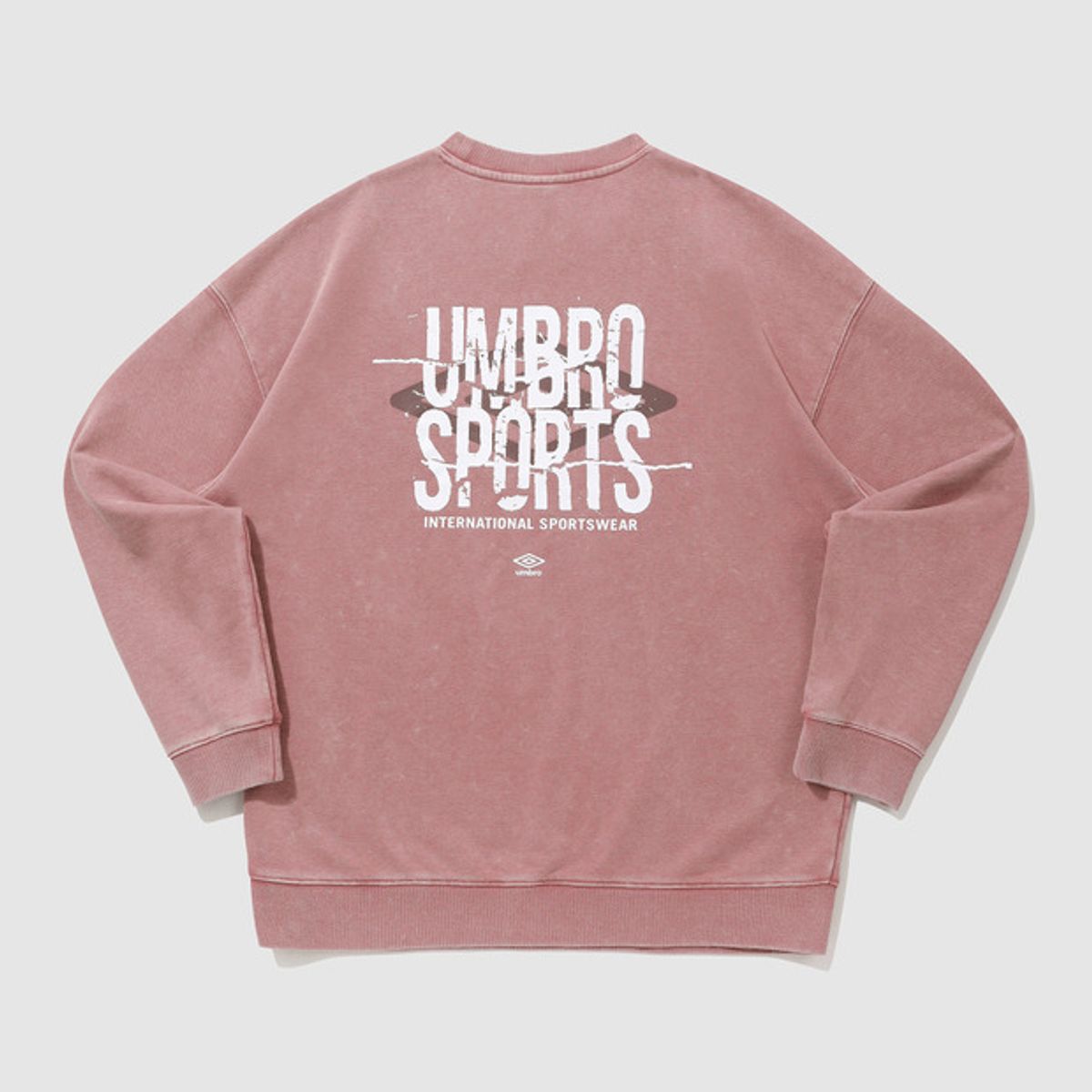 엄브로(UMBRO) 워시드 니트 레터링 맨투맨 핑크(UQ121CFS23)
