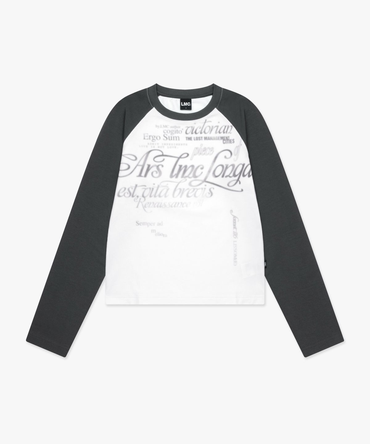 엘엠씨(LMC) WM GRADATION LETTERING RAGLAN LONG SLV TEE charcoal