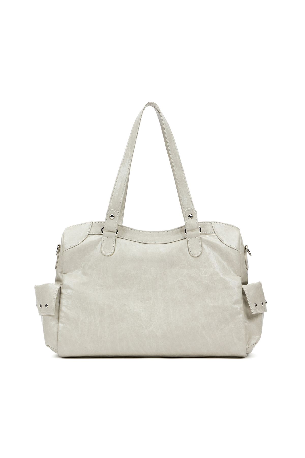 다이닛(DEINET) STUD POCKET BIG BAG IN ASH BEIGE