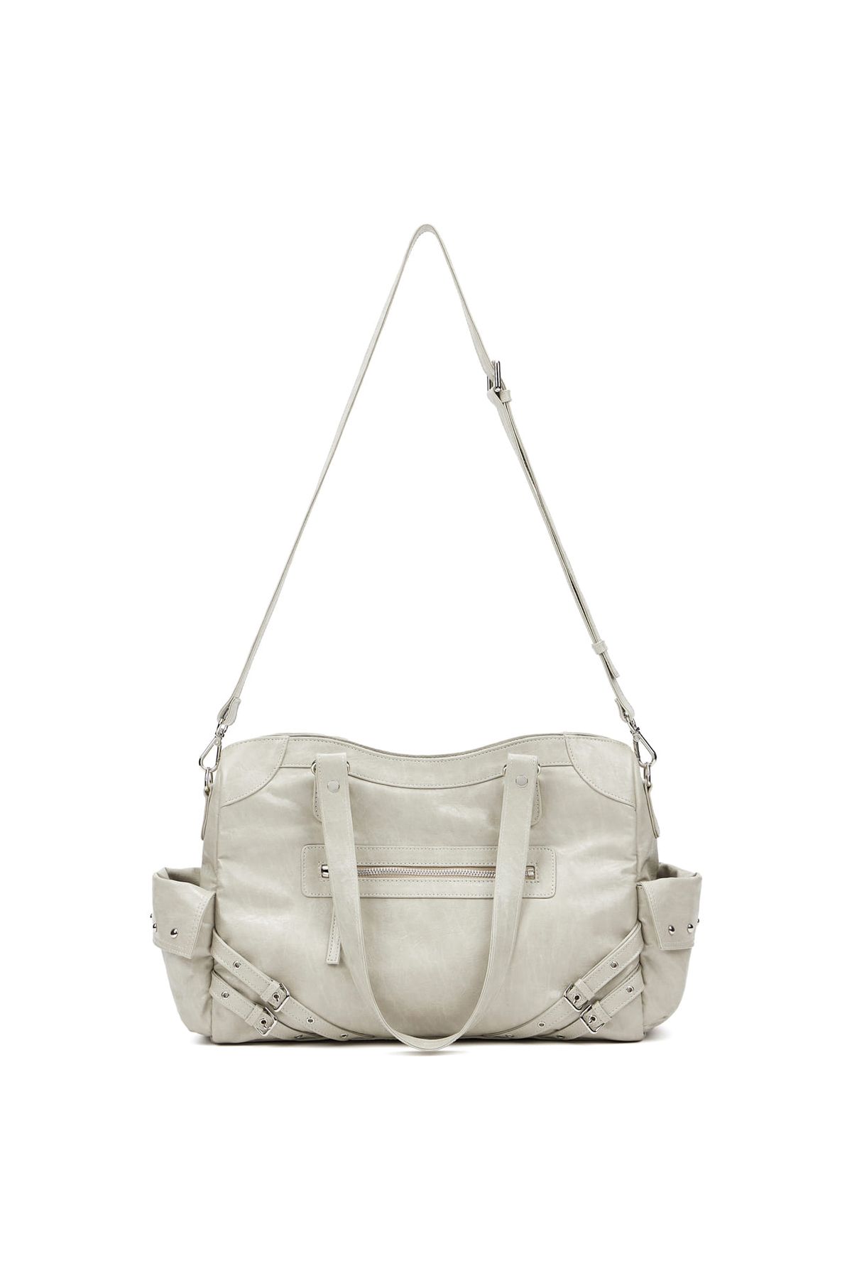 다이닛(DEINET) STUD POCKET BIG BAG IN ASH BEIGE