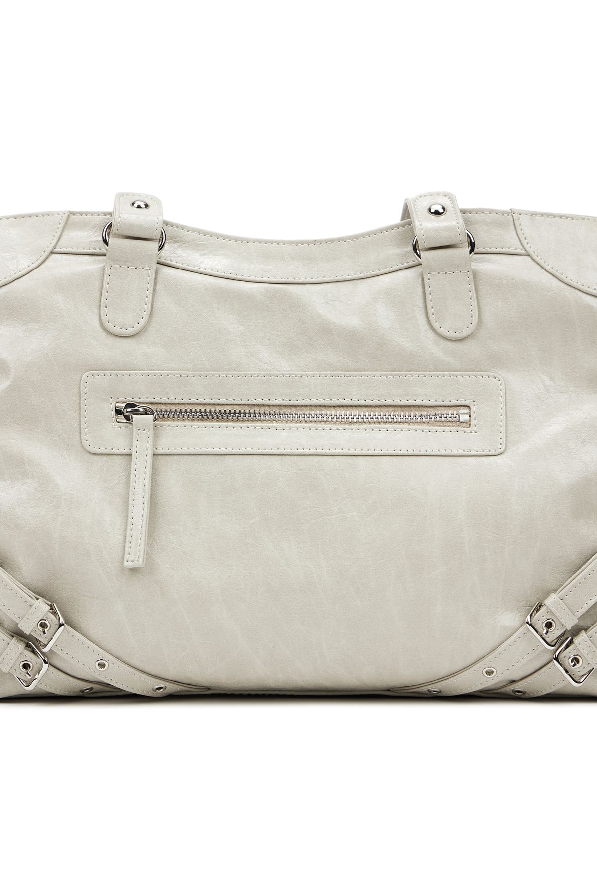 다이닛(DEINET) STUD POCKET BIG BAG IN ASH BEIGE