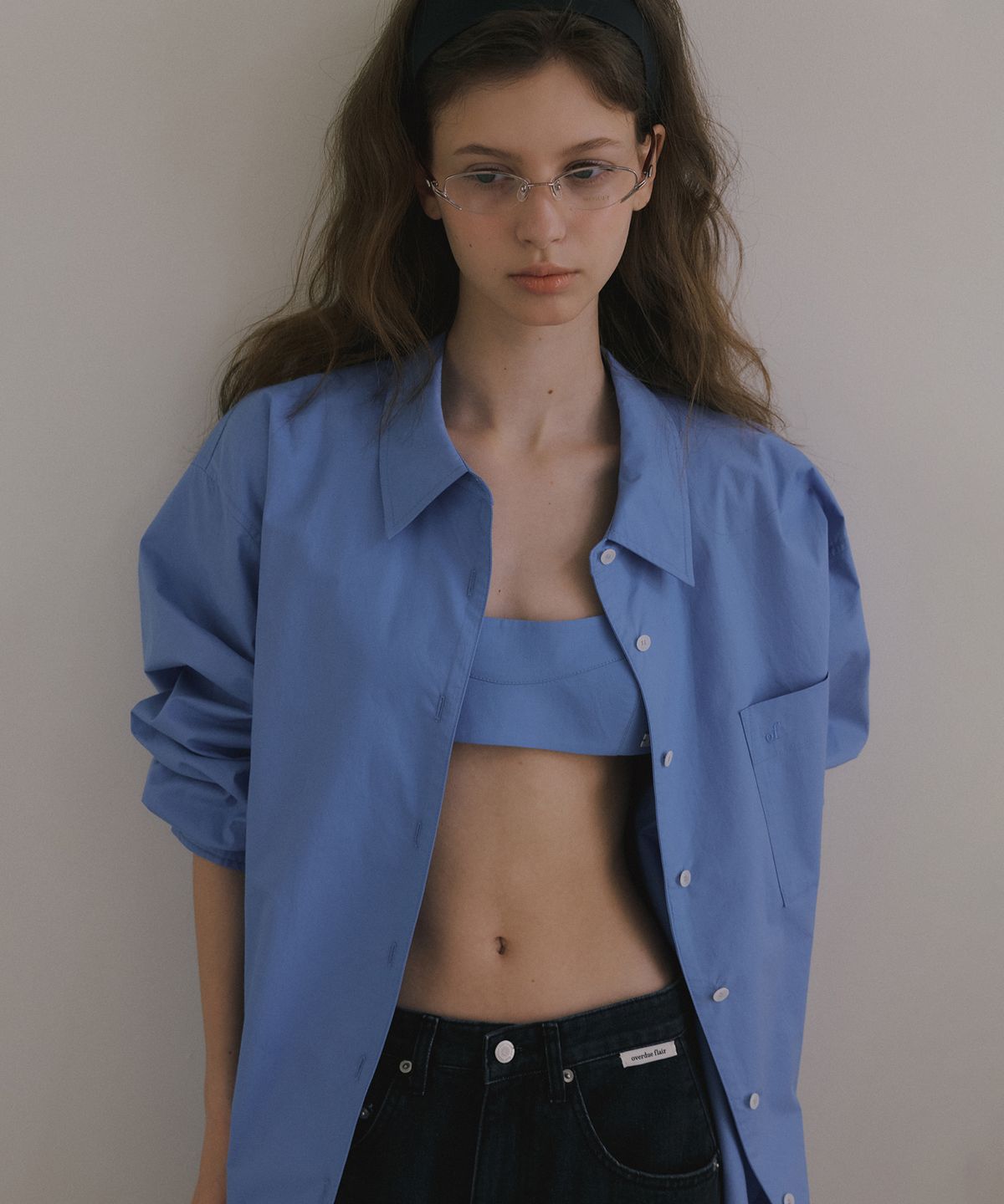 오버듀플레어(OVERDUEFLAIR) COTTON OVERSIZED SHIRTS_BLUE