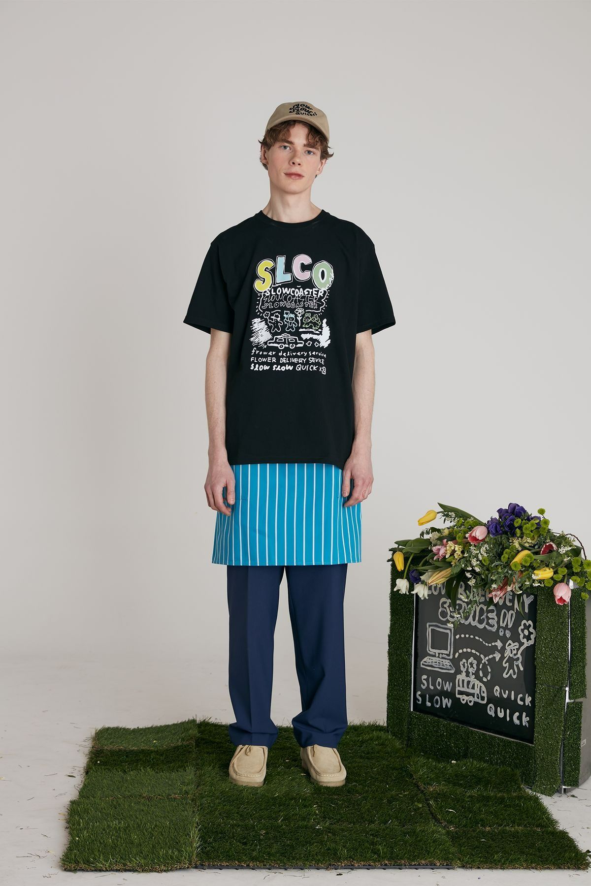 슬로코스터(SLOWCOASTER) DELIVERY TAXI SHORT SLEEVES Black