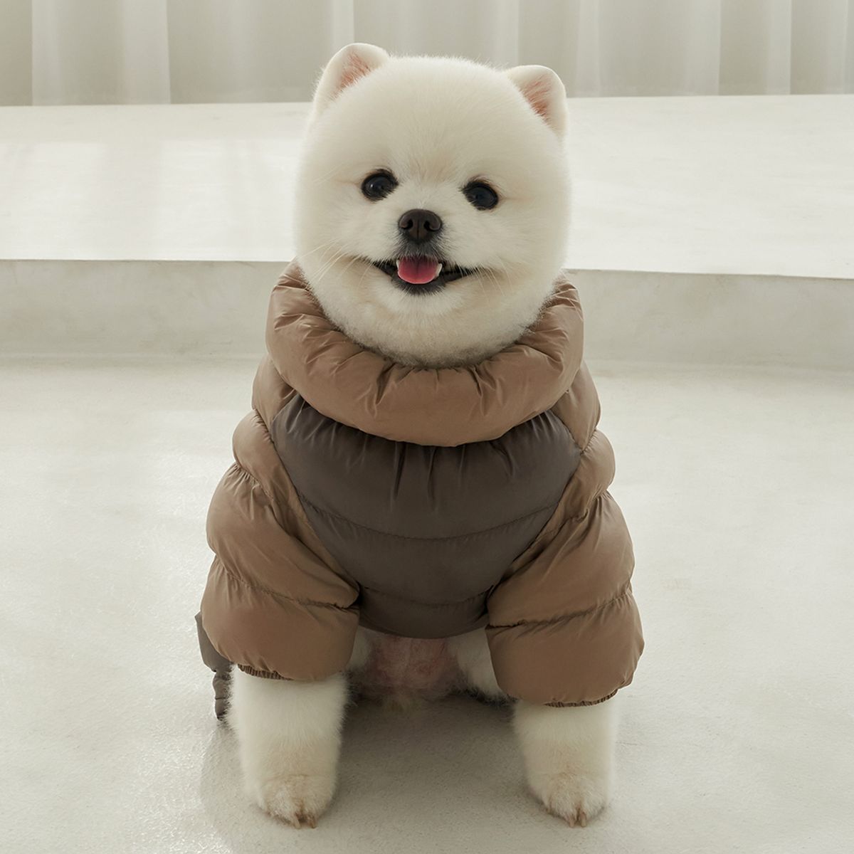 도그아이(DOGI) 강아지 아우터 필 패딩 올인원 초코브라운