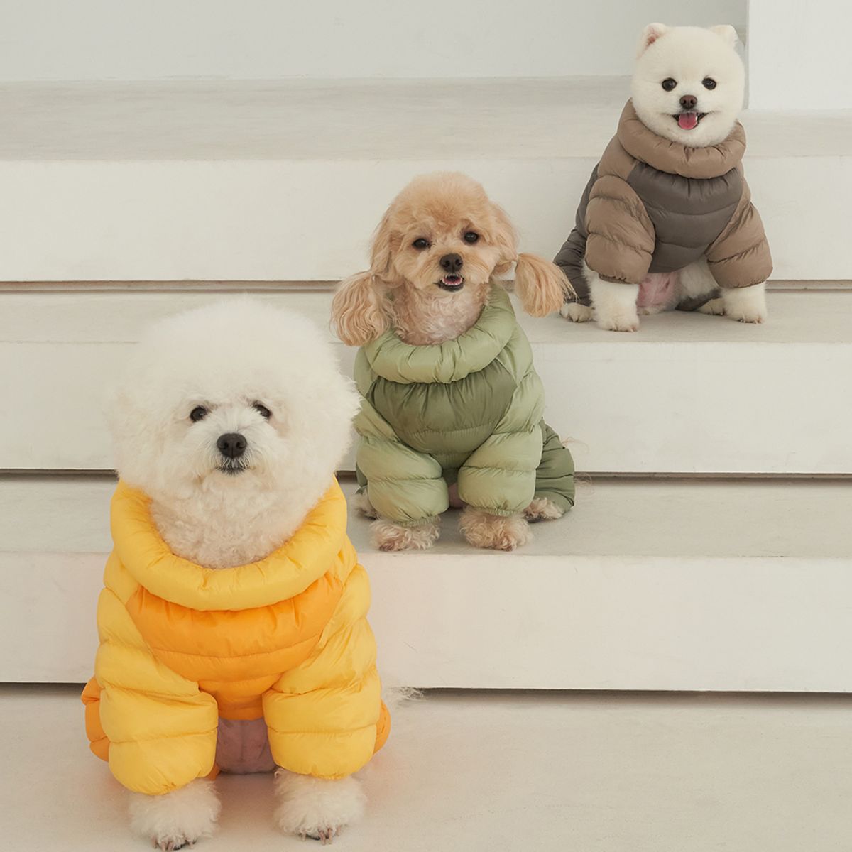 도그아이(DOGI) 강아지 아우터 필 패딩 올인원 초코브라운
