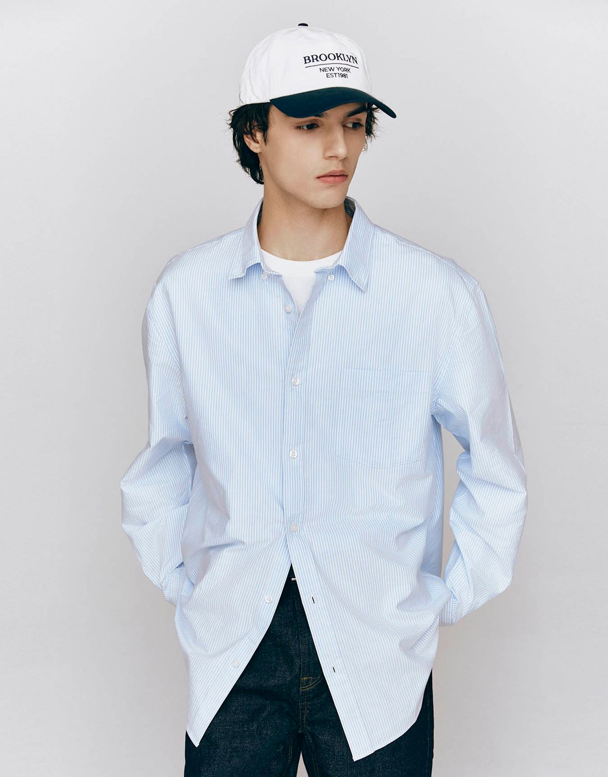 지오다노(GIORDANO) 옥스포드 긴팔 셔츠(솔리드/STR) 045501 [17color]