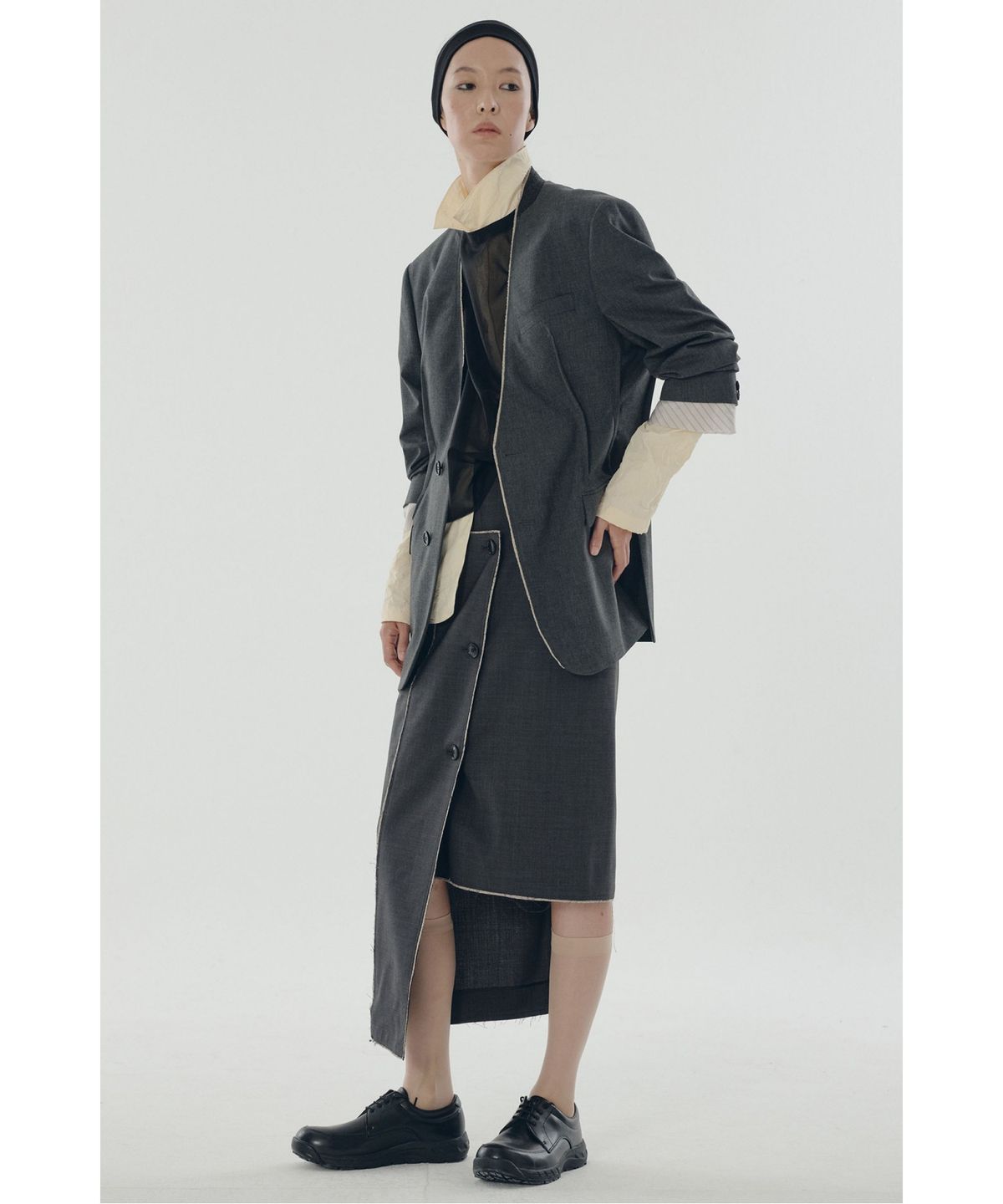 래코드(RECODE) Folded Raw edged jacket_RQJAS25502GYX
