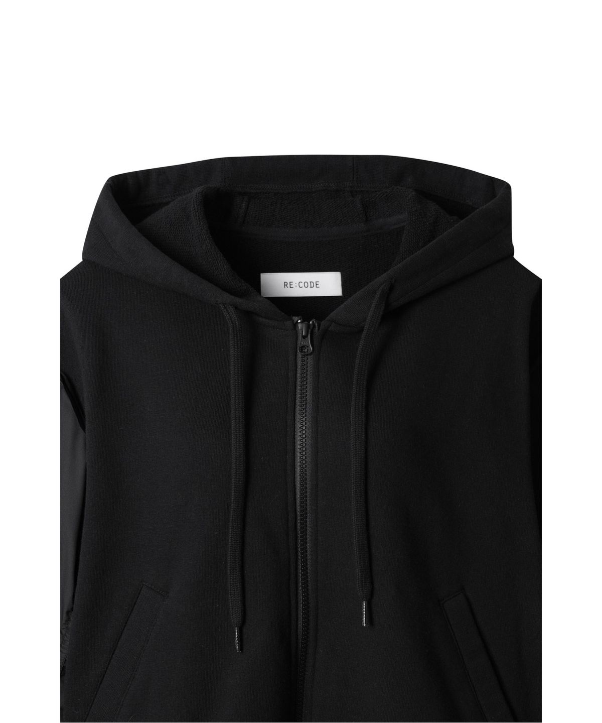 래코드(RECODE) Bomber Sleeve Zipup Hoodie_RQUAS25513BKX