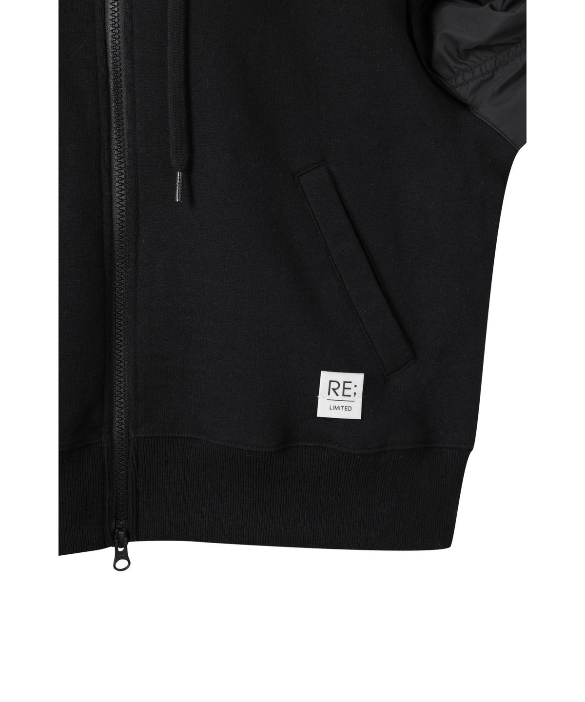 래코드(RECODE) Bomber Sleeve Zipup Hoodie_RQUAS25513BKX