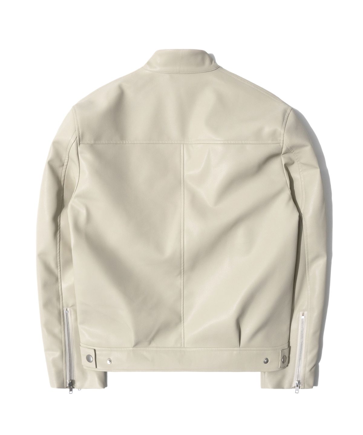큐티에잇 가먼츠(QT8 GARMENTS) RG Synthetic Leather Moto Jacket (Cream)