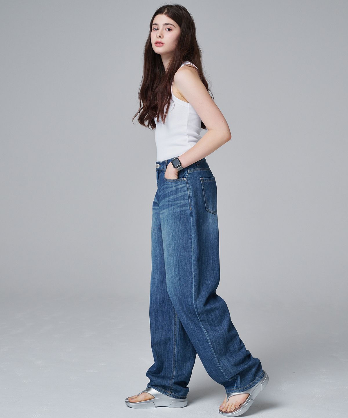 마롭(MALOUPE) 9140 클래식 소프트 와이드 데님팬츠 (미디움 인디고)