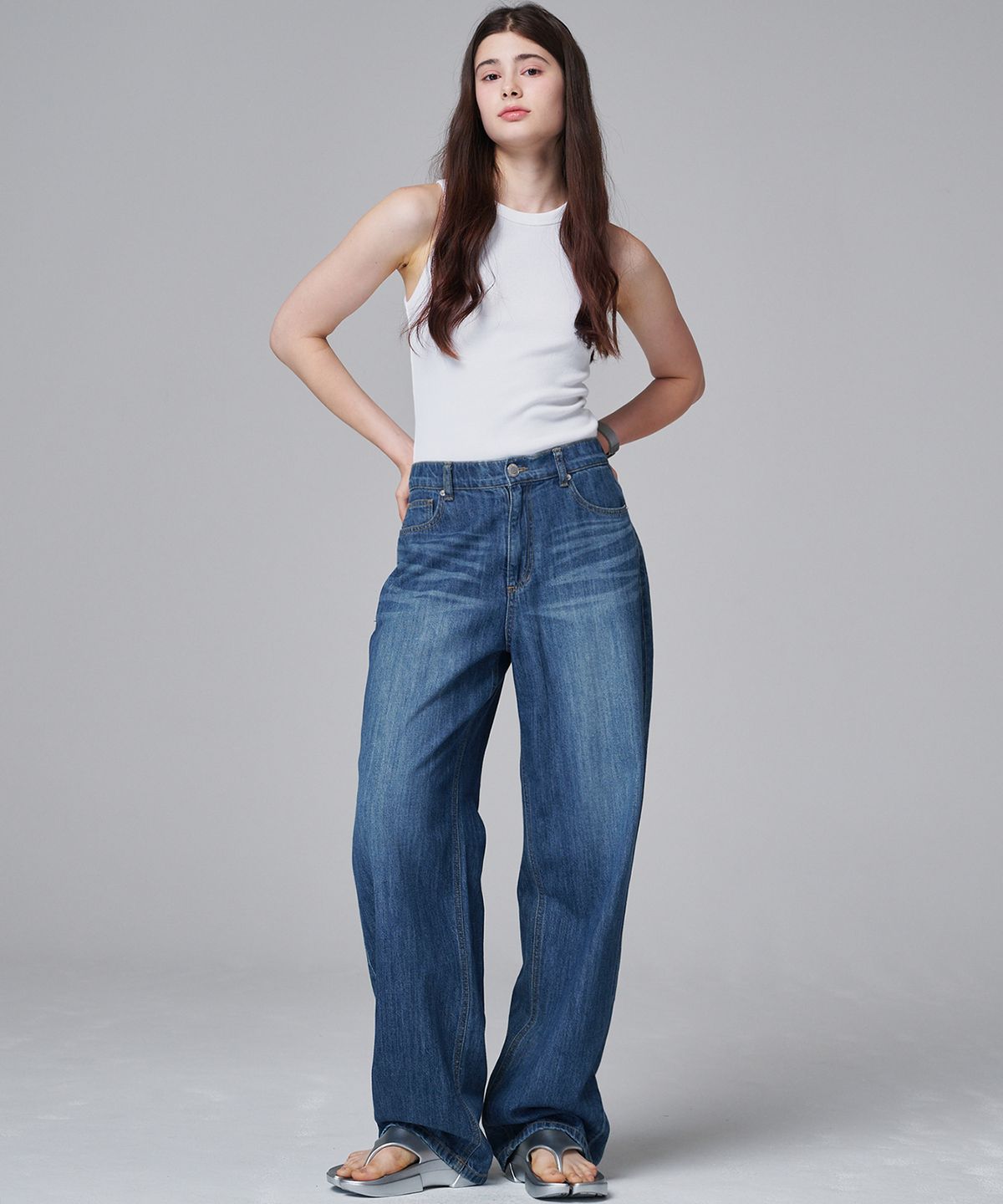 마롭(MALOUPE) 9140 클래식 소프트 와이드 데님팬츠 (미디움 인디고)
