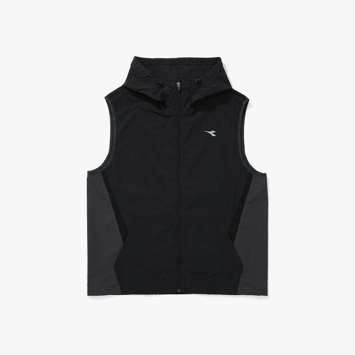 디아도라(diadora) 페이스쉴드 러닝 후드 집업 베스트 BLACK