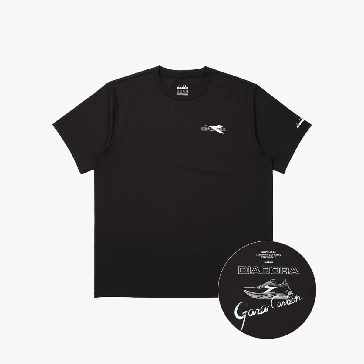 디아도라(diadora) 가라카본 그래픽 반팔 티셔츠 BLACK