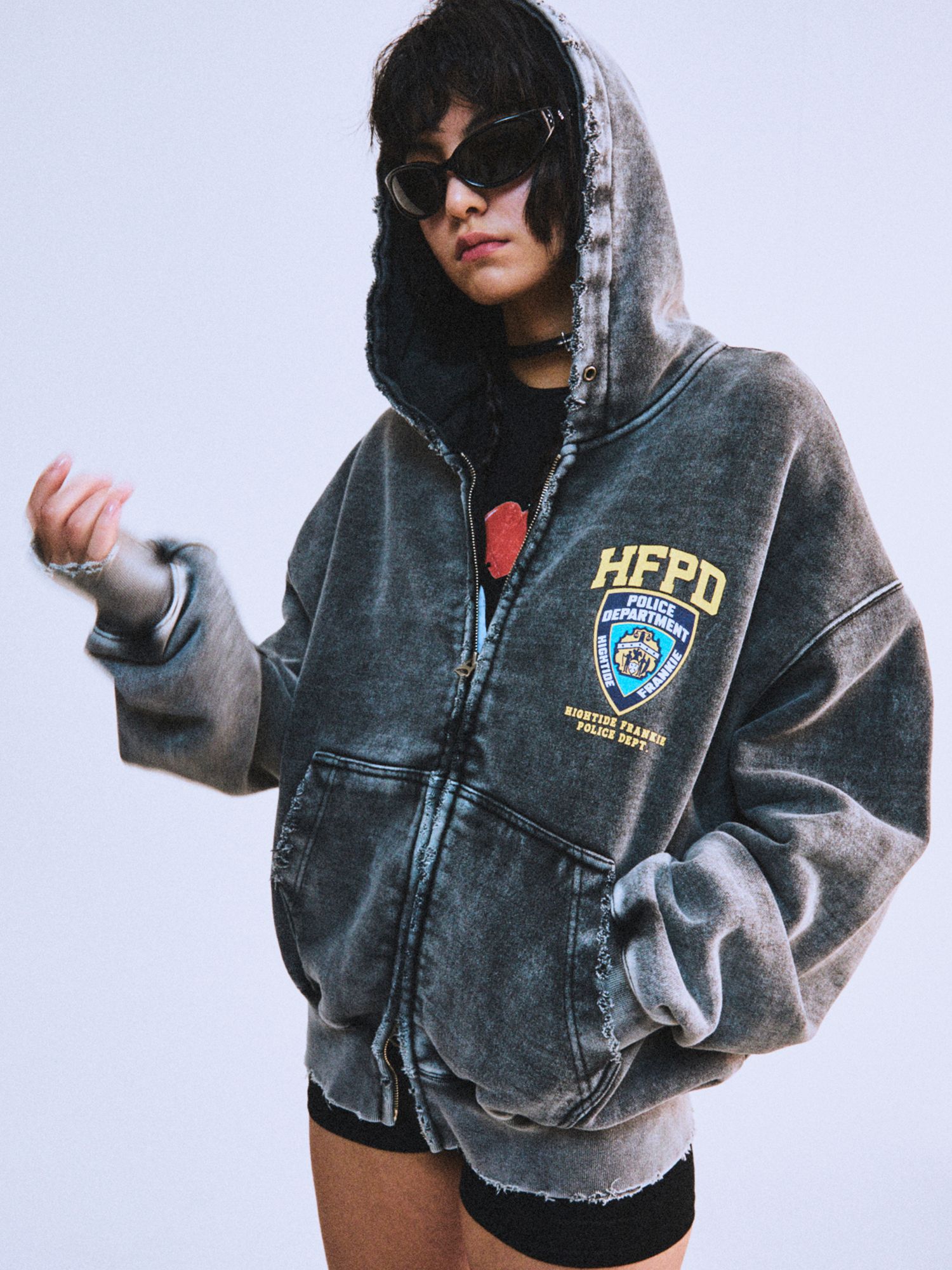 MUSINSA | HIGHTIDE FRANKIE HFPD HOOD ZIPUP BLACK