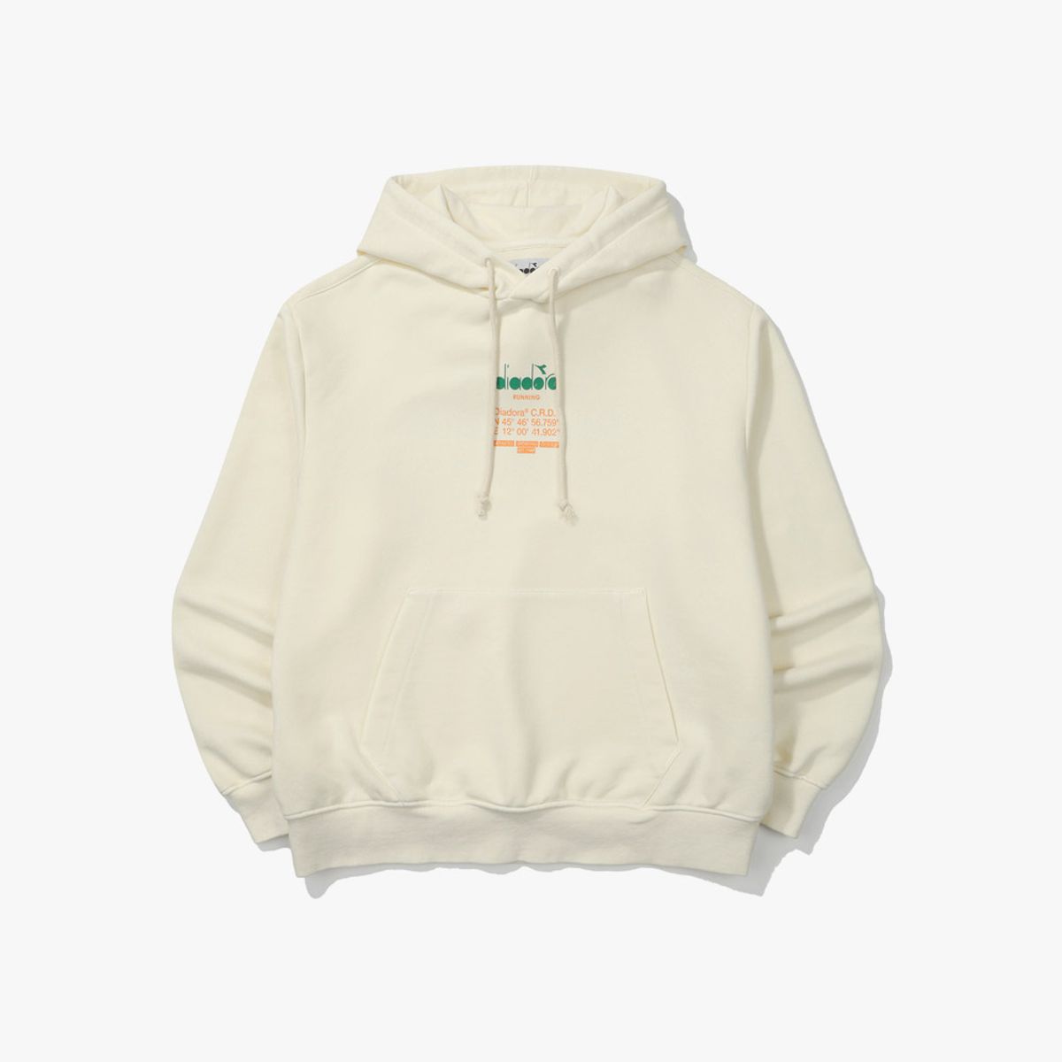 디아도라(diadora) 가먼트다잉 후드티셔츠 IVORY