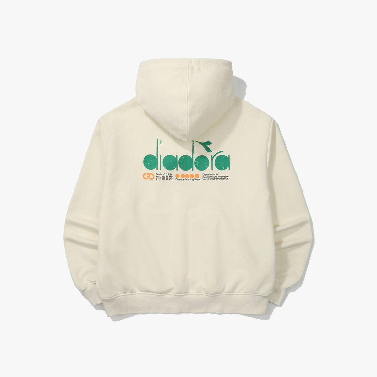 디아도라(diadora) 가먼트다잉 후드티셔츠 IVORY