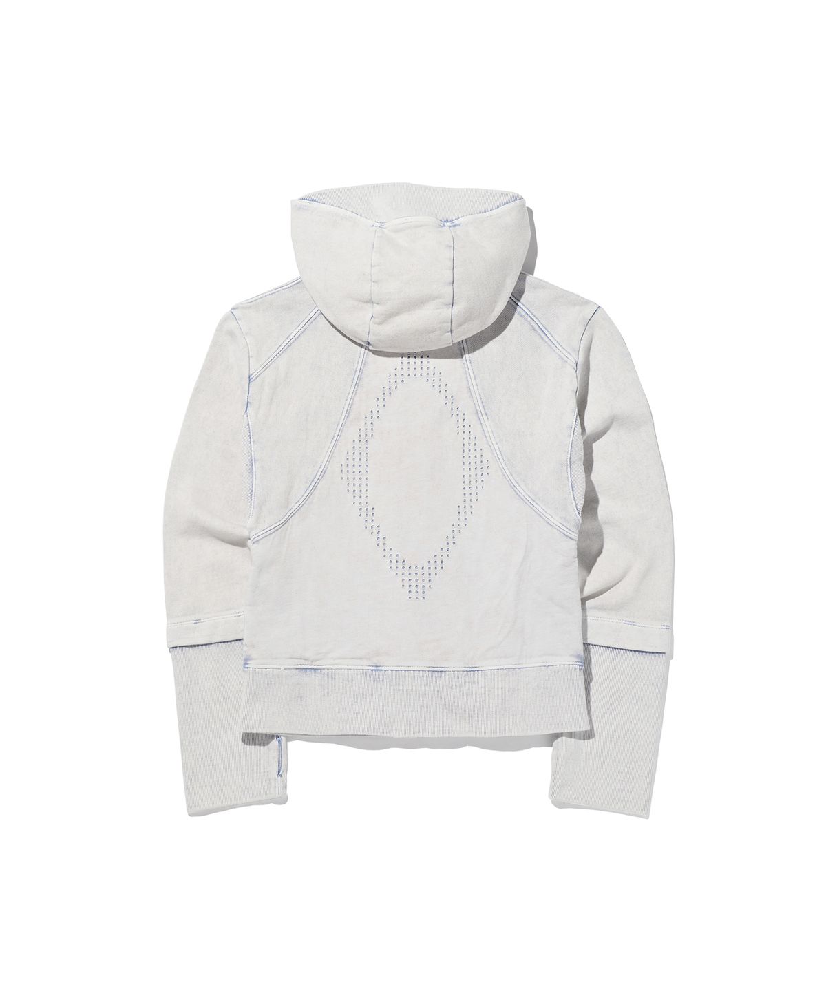 미스치프(MISCHIEF) RHOMBUS PUNCHING HOODIE ZIP-UP_BLEACHED LIGHT BLUE