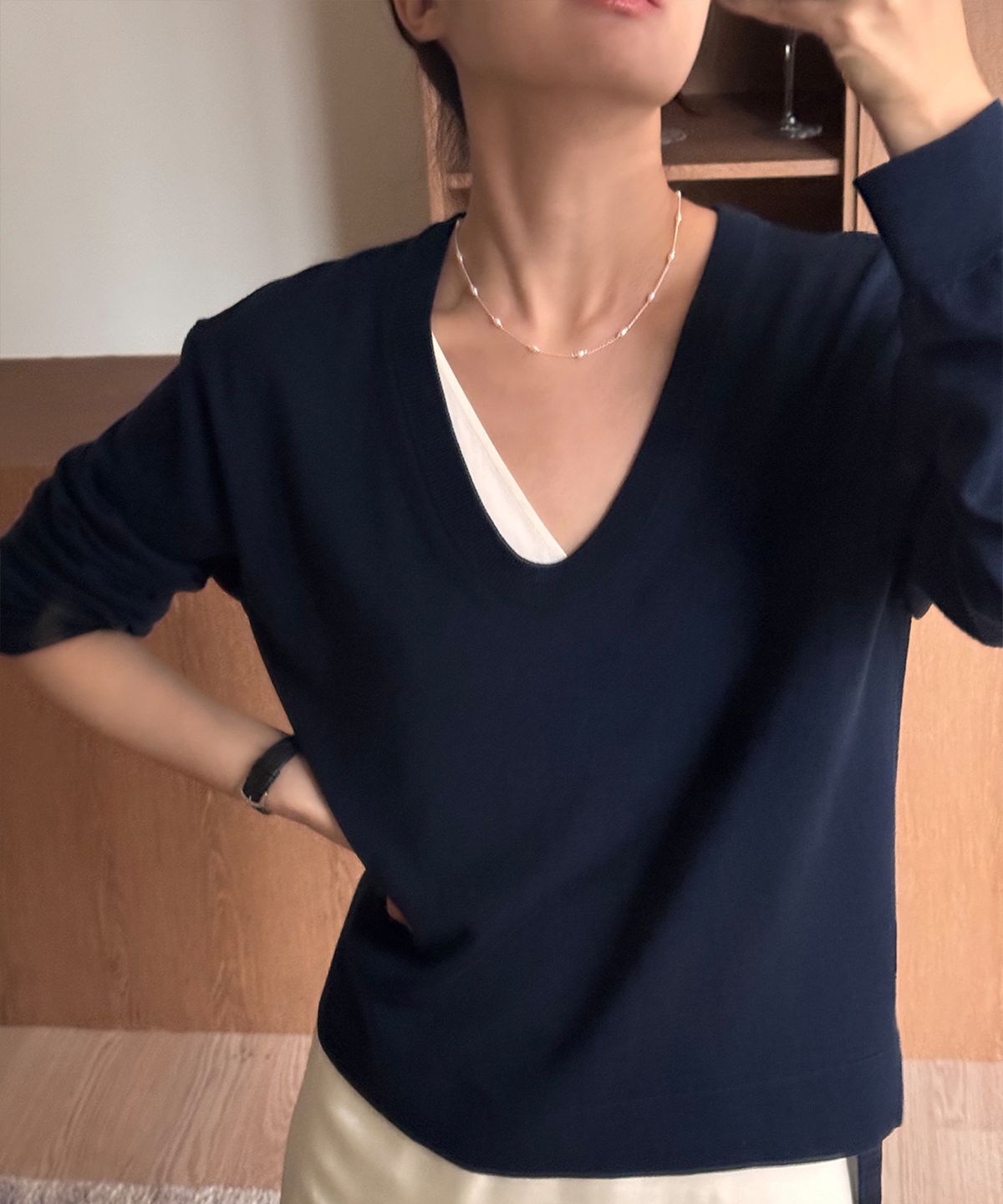 마르타(MARTA) 925 silver. Natural pearl necklace (no.2)
