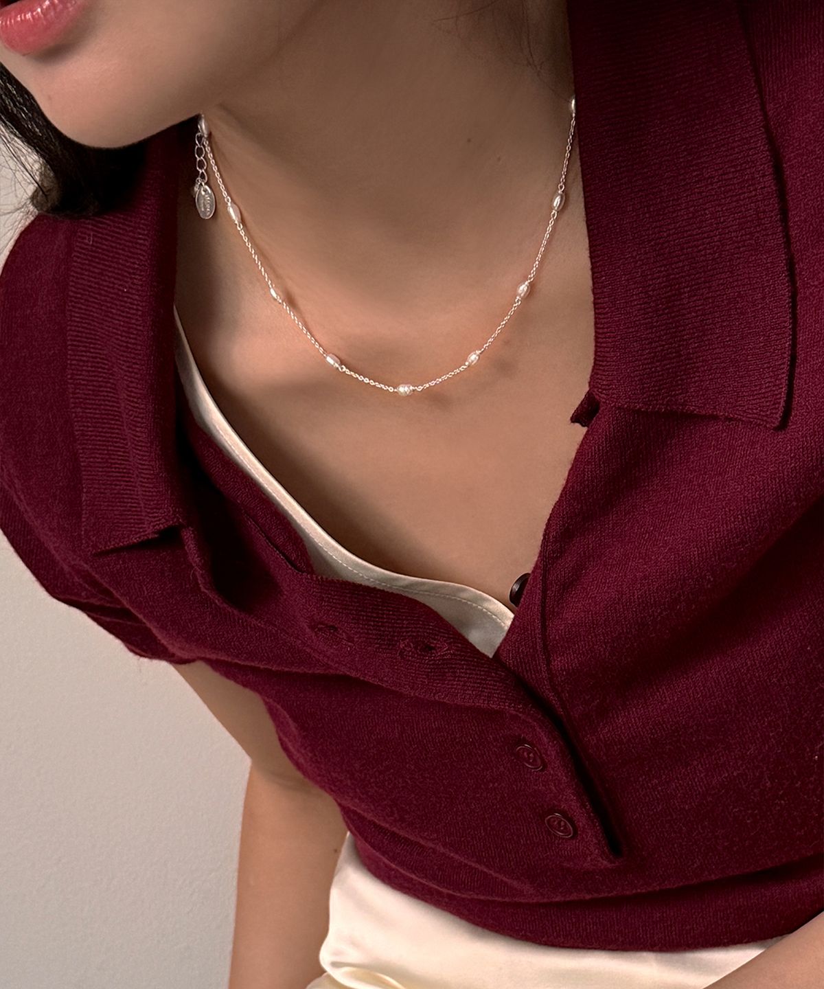 마르타(MARTA) 925 silver. Natural pearl necklace (no.2)