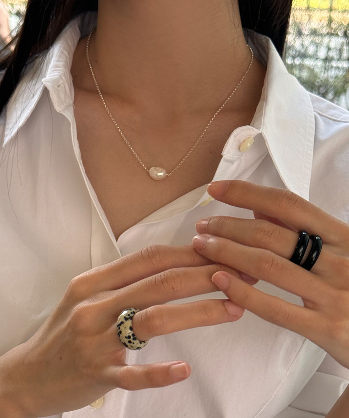 마르타(MARTA) 925 silver. Natural pearl necklace (no.1)