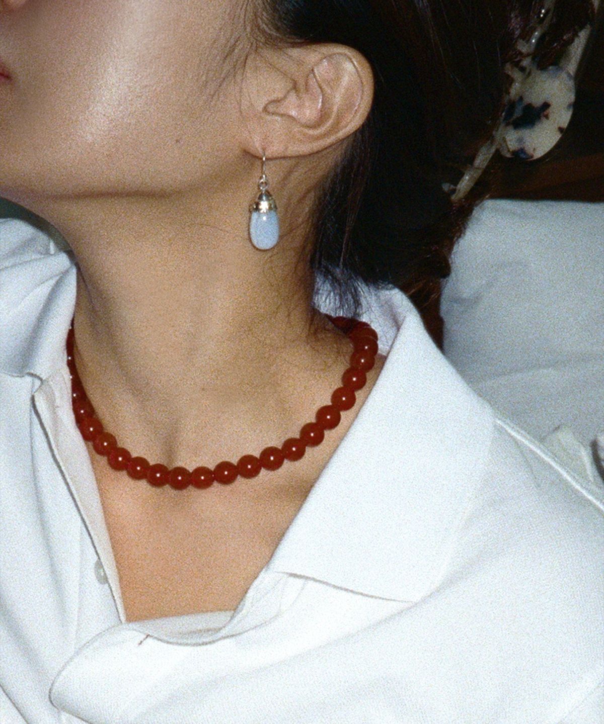 마르타(MARTA) 925 silver. Carnelian necklace (10mm)