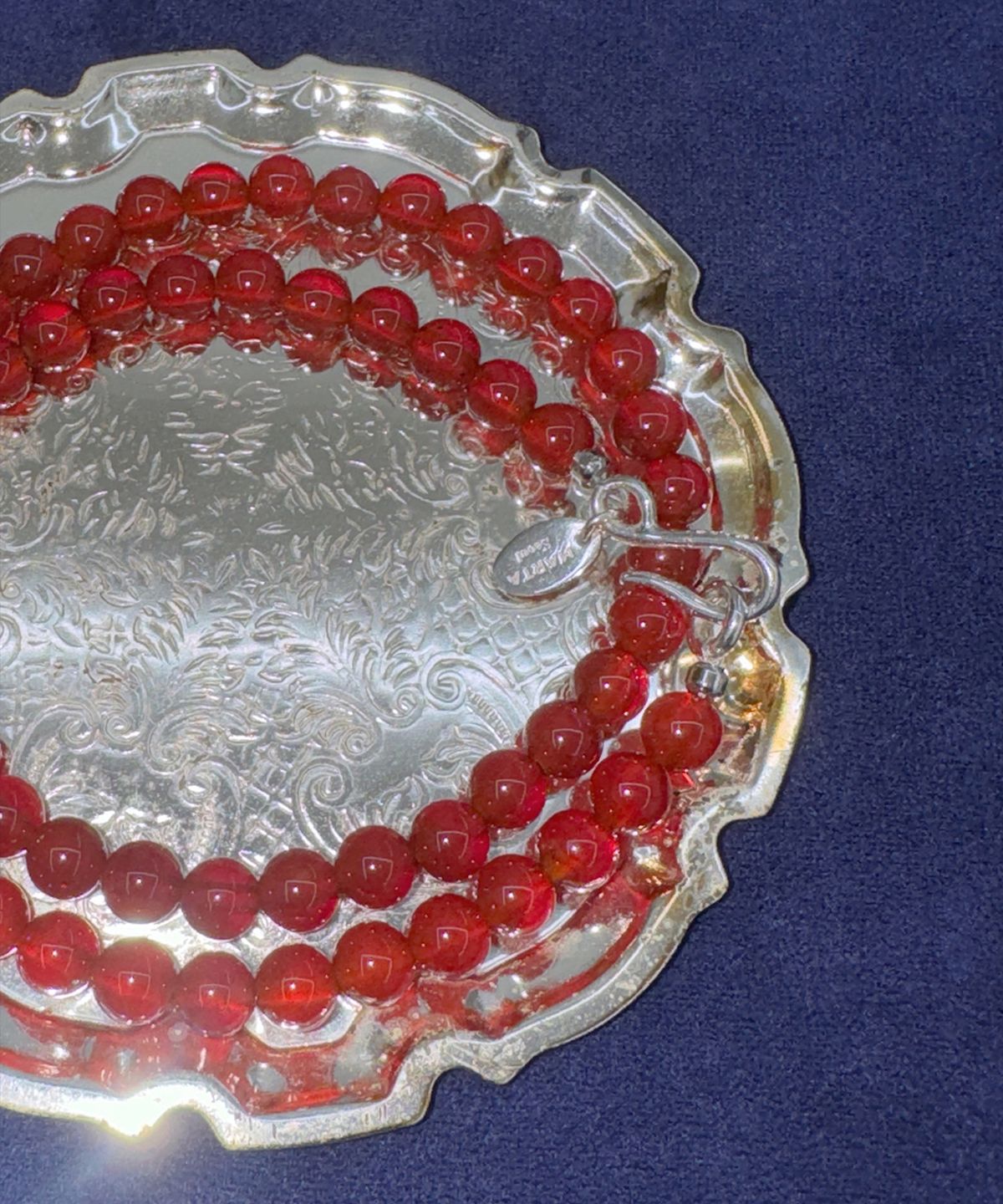 마르타(MARTA) 925 silver. Carnelian necklace (6mm)