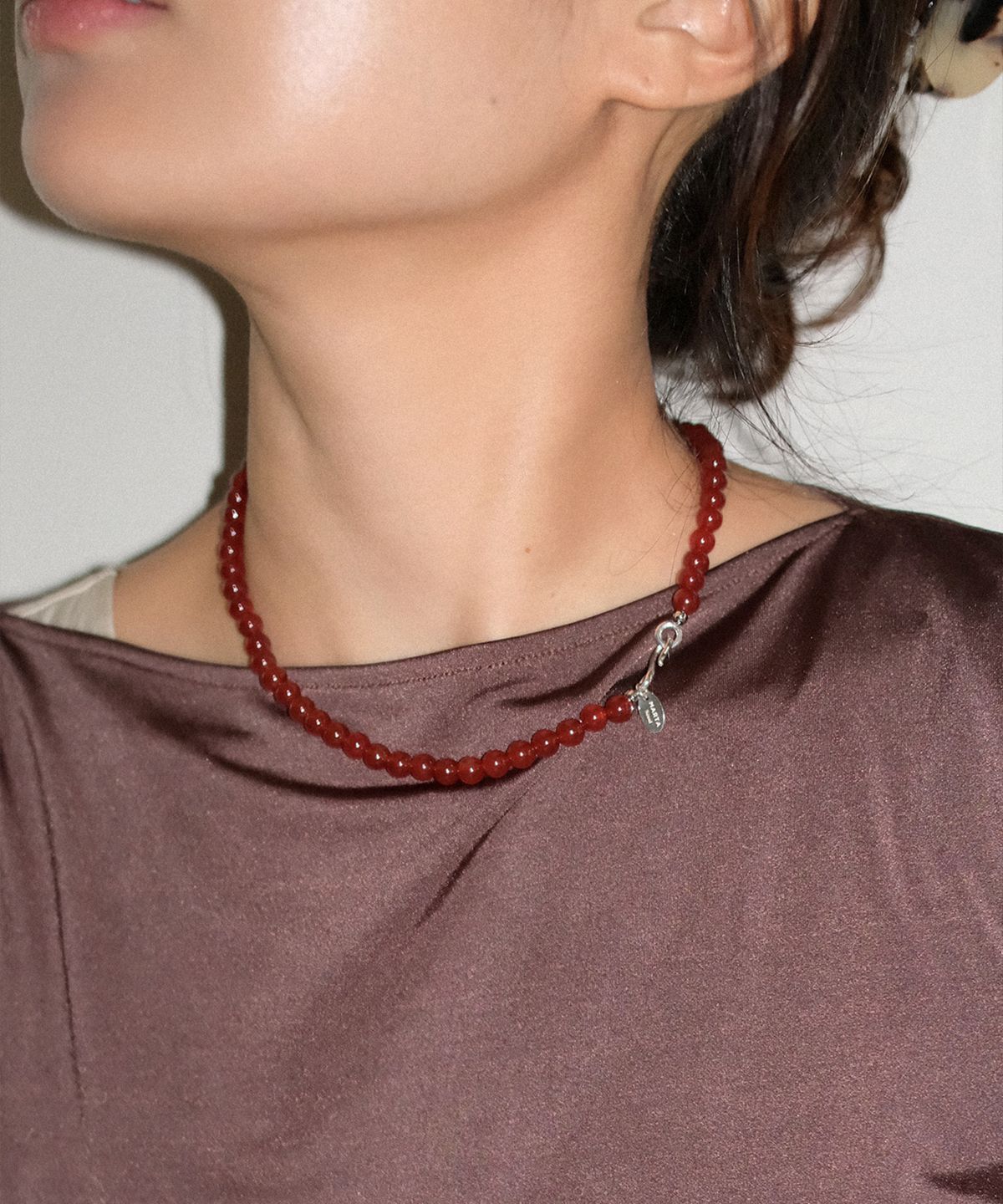 마르타(MARTA) 925 silver. Carnelian necklace (6mm)
