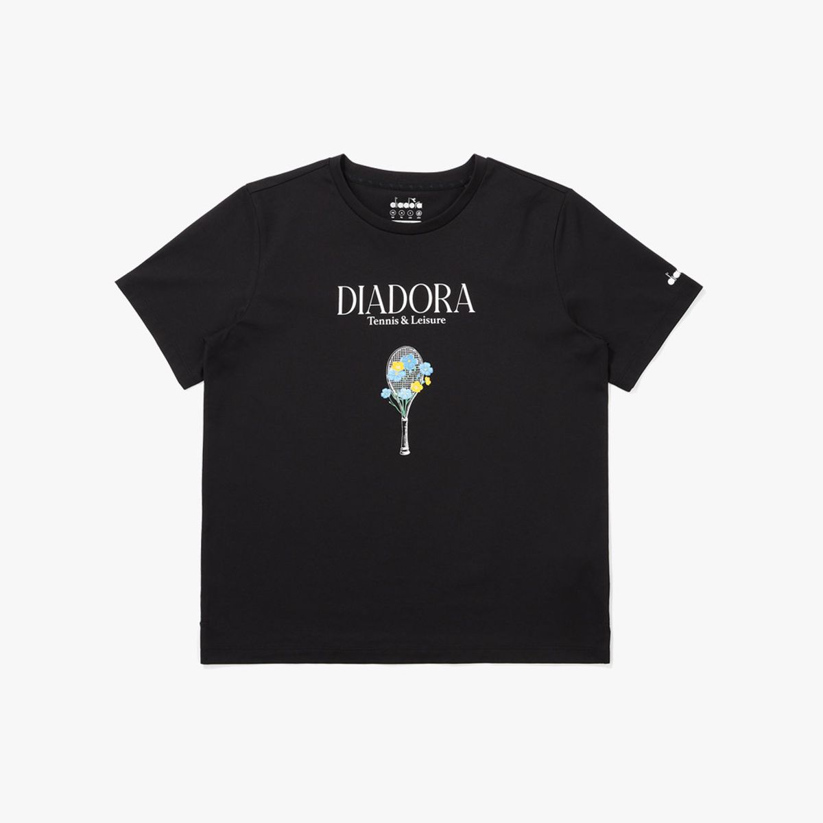 디아도라(diadora) 블루밍 플로랄 반팔 티셔츠 우먼 BLACK