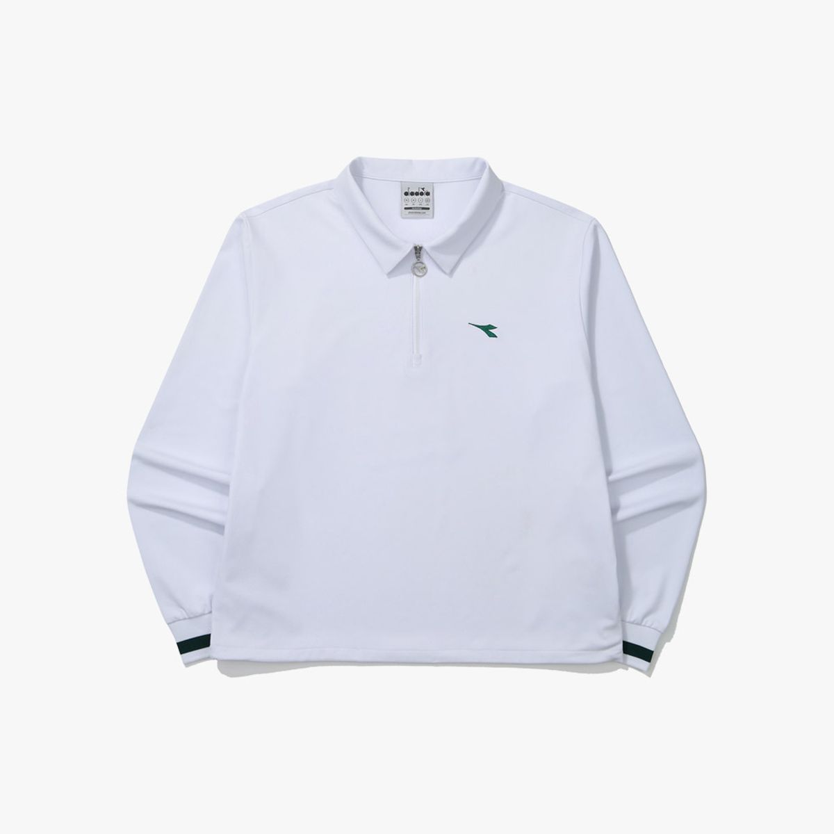 디아도라(diadora) 테니스 하프집업 긴팔 티셔츠 우먼 WHITE