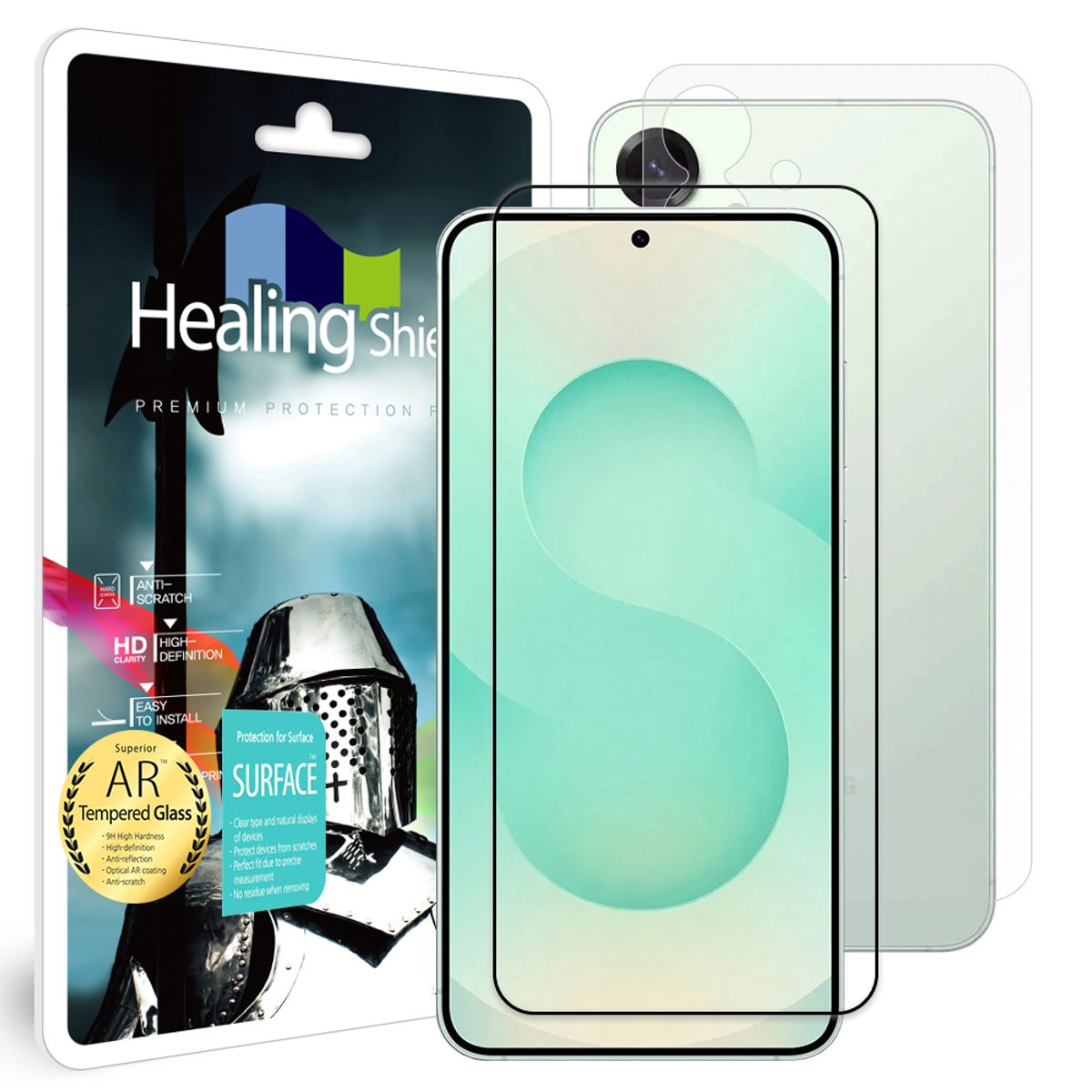 힐링쉴드(HEALINGSHIELD) 갤럭시S25 플러스 3D 풀커버 AR 고화질 강화유리 액정보호필름 1매 후면1매