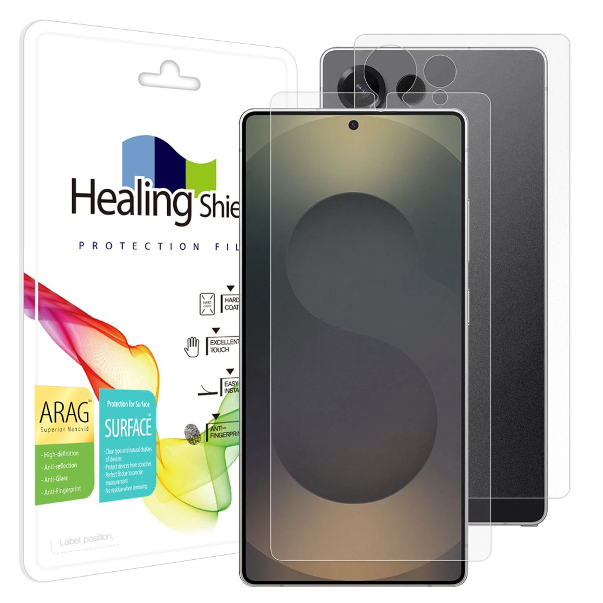 힐링쉴드(HEALINGSHIELD) 갤럭시S25 울트라 ARAG 고화질 저반사 액정보호필름 1매 후면1매