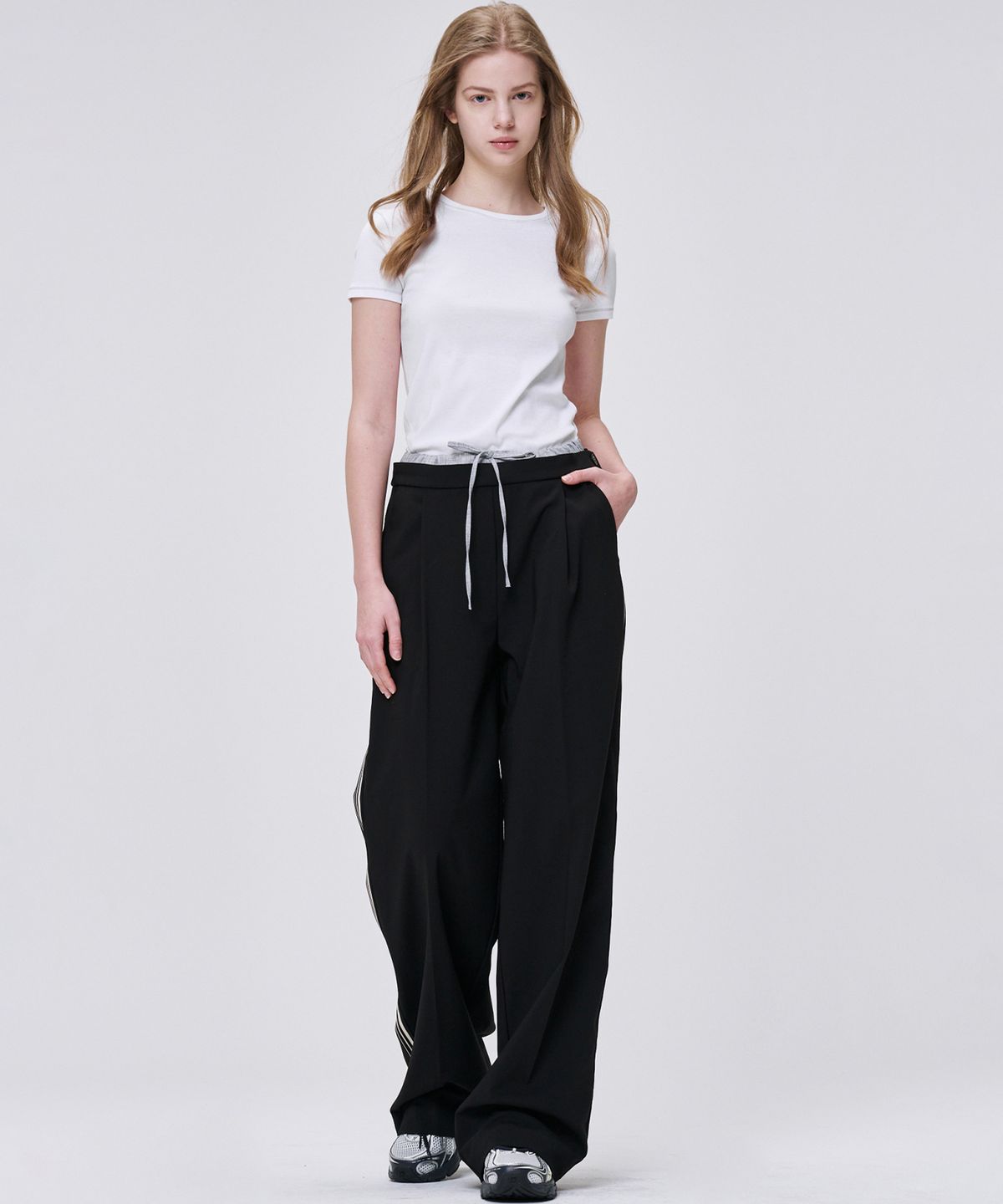 마롭(MALOUPE) 2156 쿨 캐쥬얼 와이드 팬츠 (블랙)