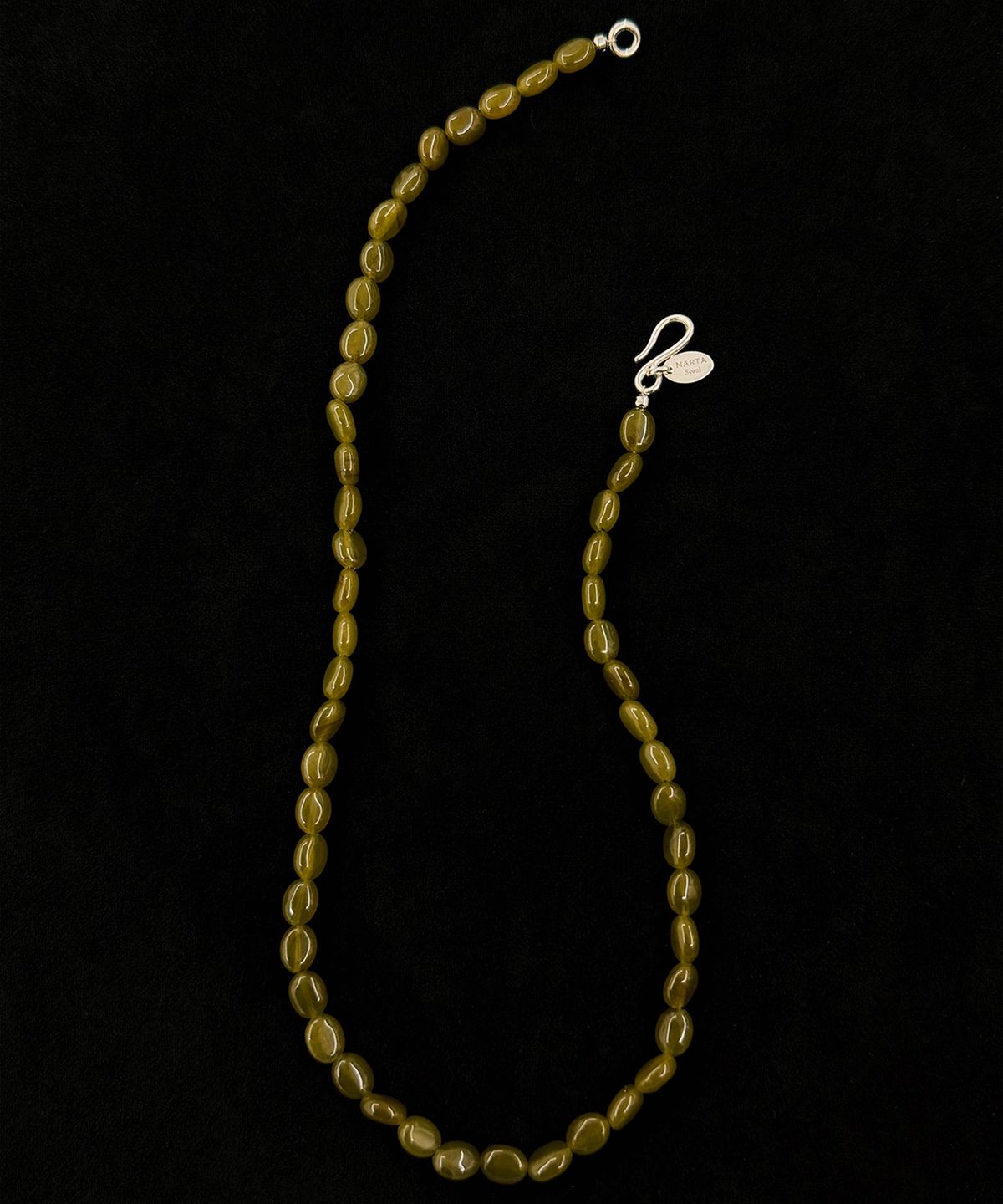 마르타(MARTA) 925 silver. Pebble necklace_Olive