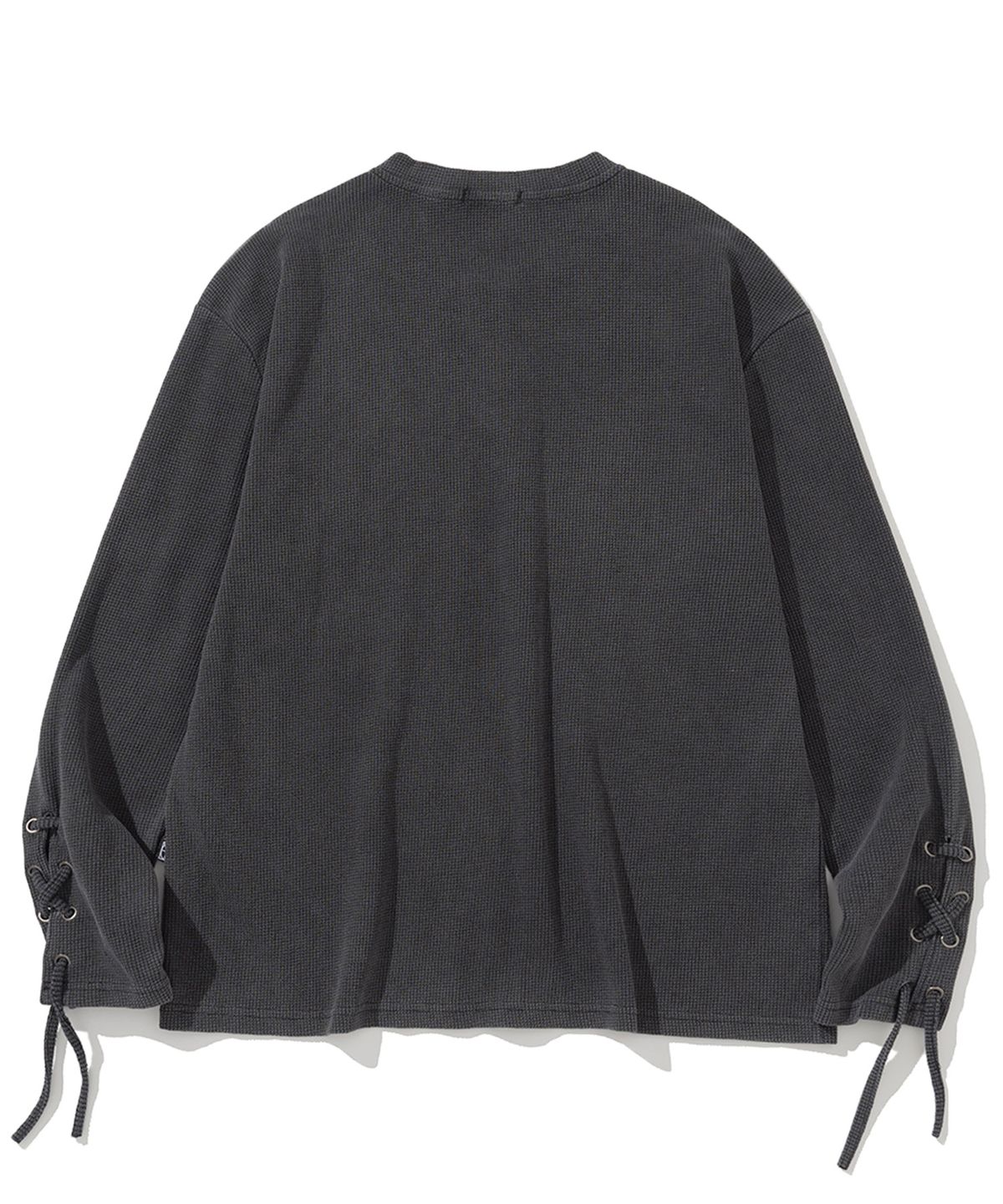 낫포너드(NOT4NERD) Pigment Sleeve Lace Henley Neck Long Sleeve - Charcoal