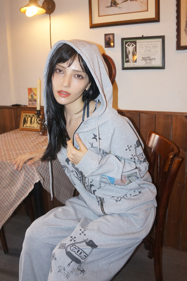 MUSINSA公式 | TOOMUCHTAX PRINTED WAFFLE PANTS (GREY)