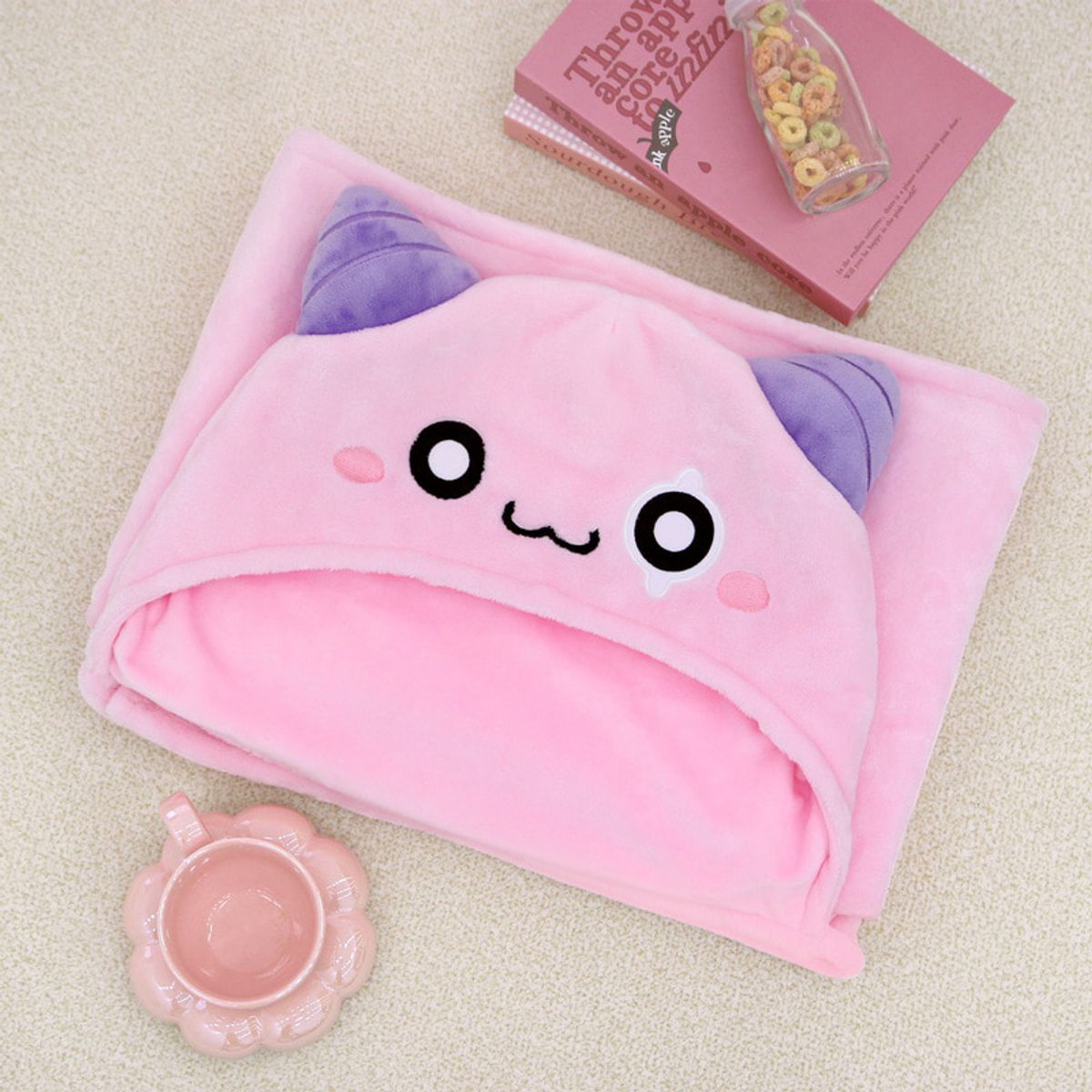 나라홈데코(NARAHOMEDECO) 메이플스토리 후드담요 핑크빈