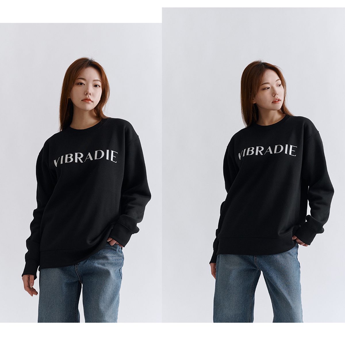 바이브라디(VIBRADIE) VB 여성 로고 블랙 맨투맨