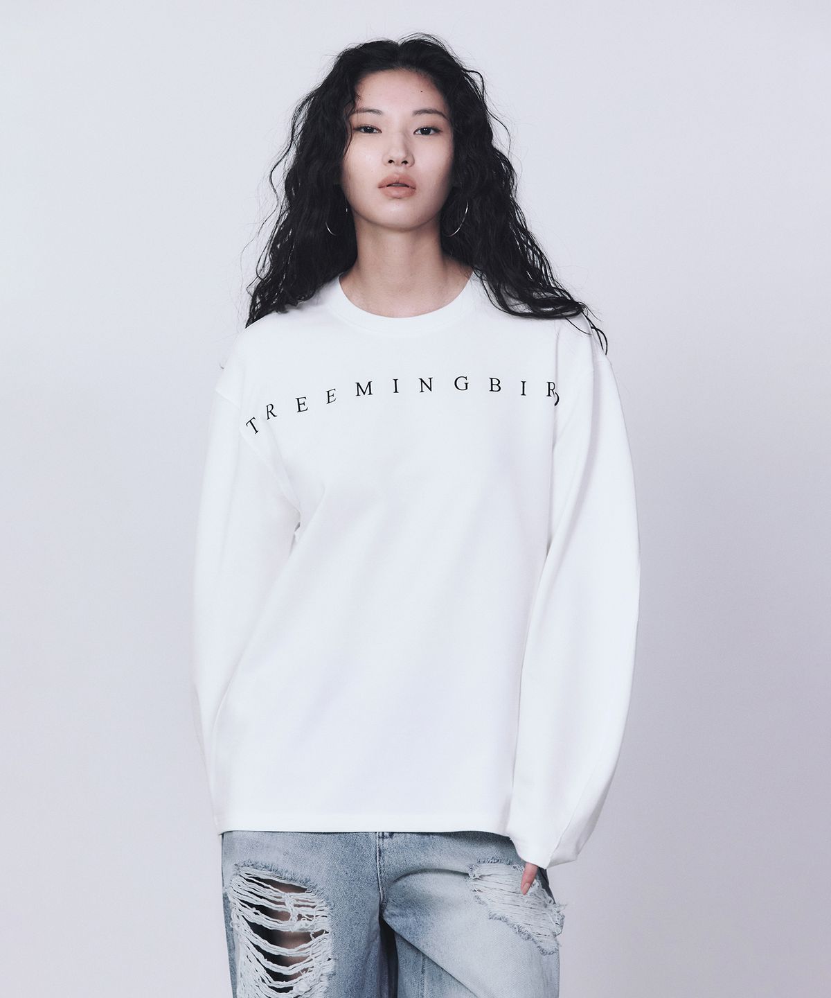 트리밍버드(TREEMINGBIRD) Horizon Logo Long Sleeves [ White ]