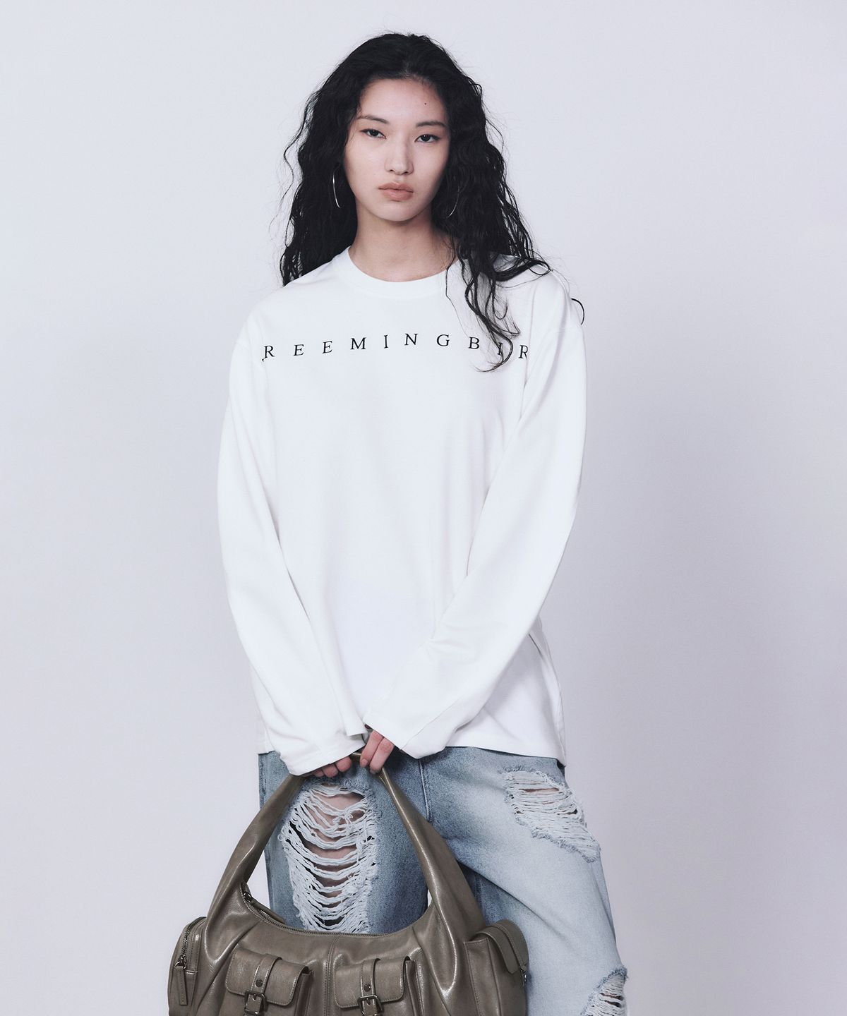 트리밍버드(TREEMINGBIRD) Horizon Logo Long Sleeves [ White ]