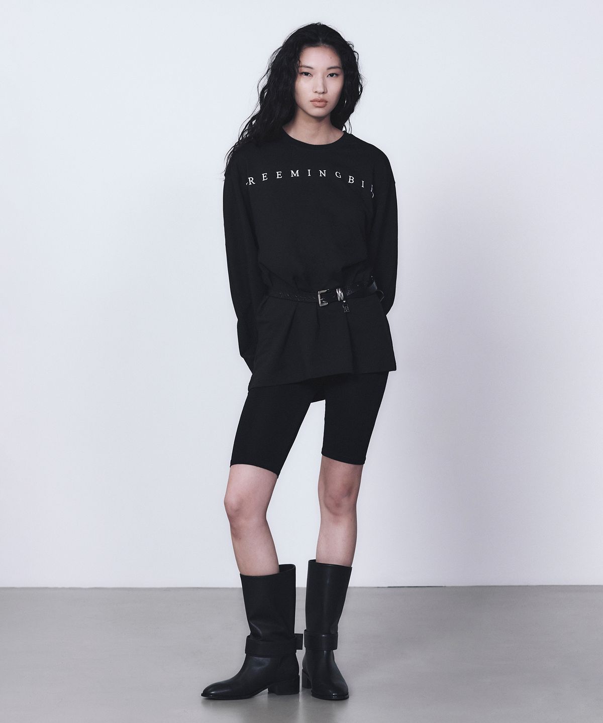 트리밍버드(TREEMINGBIRD) Horizon Logo Long Sleeves [ Black ]