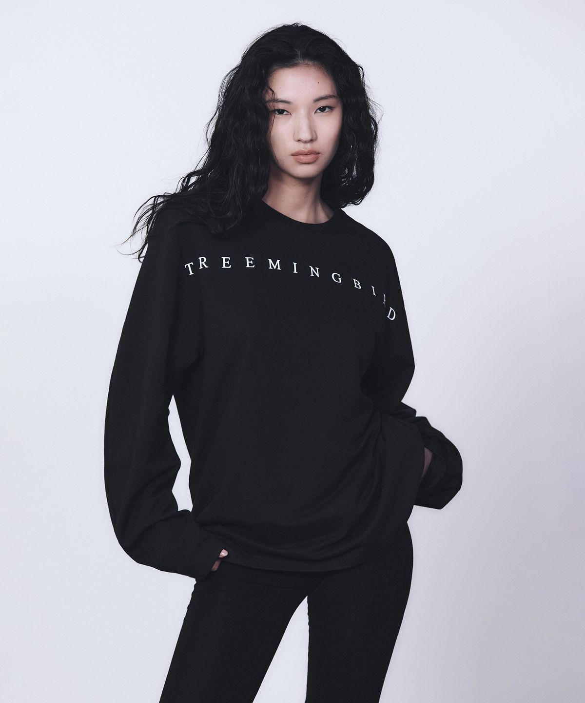 트리밍버드(TREEMINGBIRD) Horizon Logo Long Sleeves [ Black ]