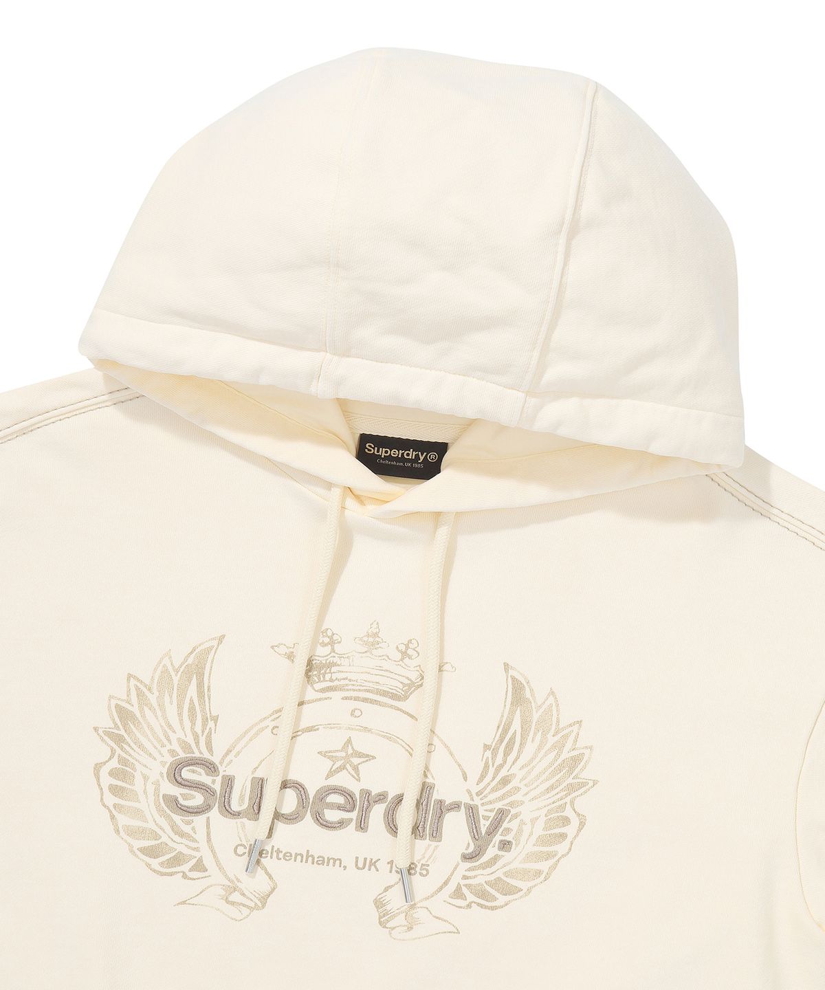 슈퍼드라이(SUPERDRY) W 빈티지 워시드 크롭 후드 크림
