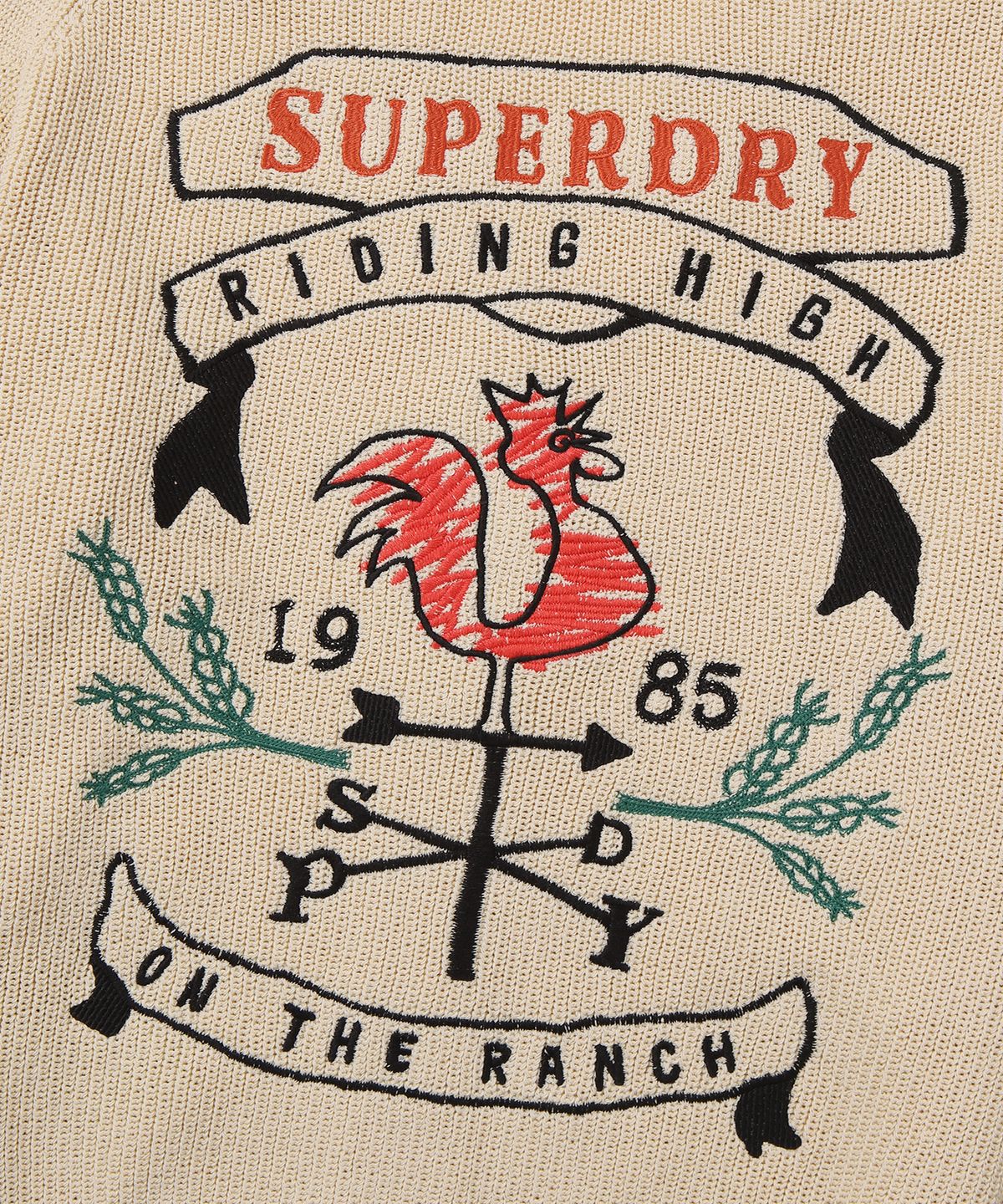 슈퍼드라이(SUPERDRY) W 리치 파머 그래픽 스웨터 가디건 라이트 베이지