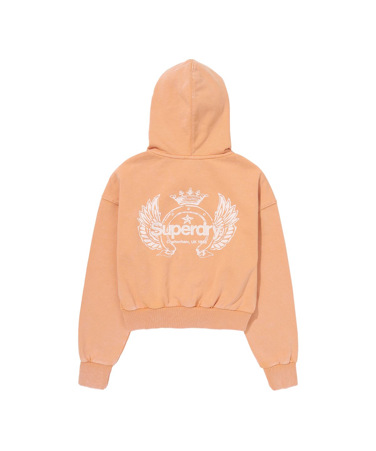 슈퍼드라이(SUPERDRY) W 빈티지 워시드 크롭 후드집업 라이트 오렌지