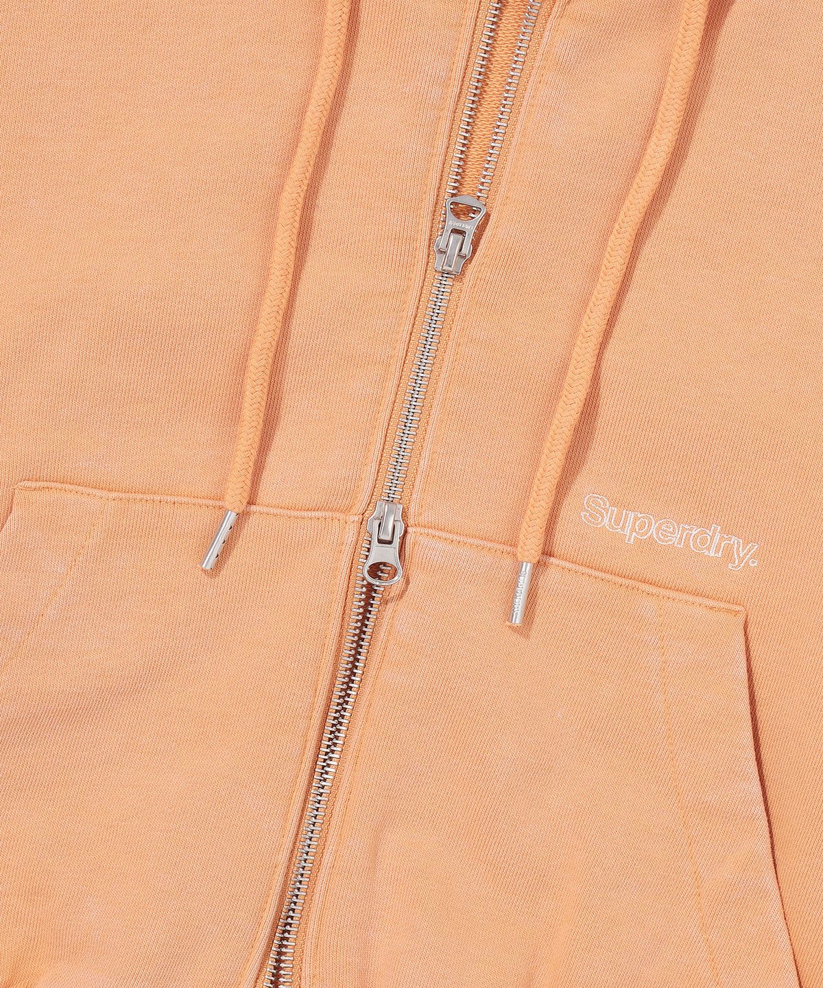 슈퍼드라이(SUPERDRY) W 빈티지 워시드 크롭 후드집업 라이트 오렌지