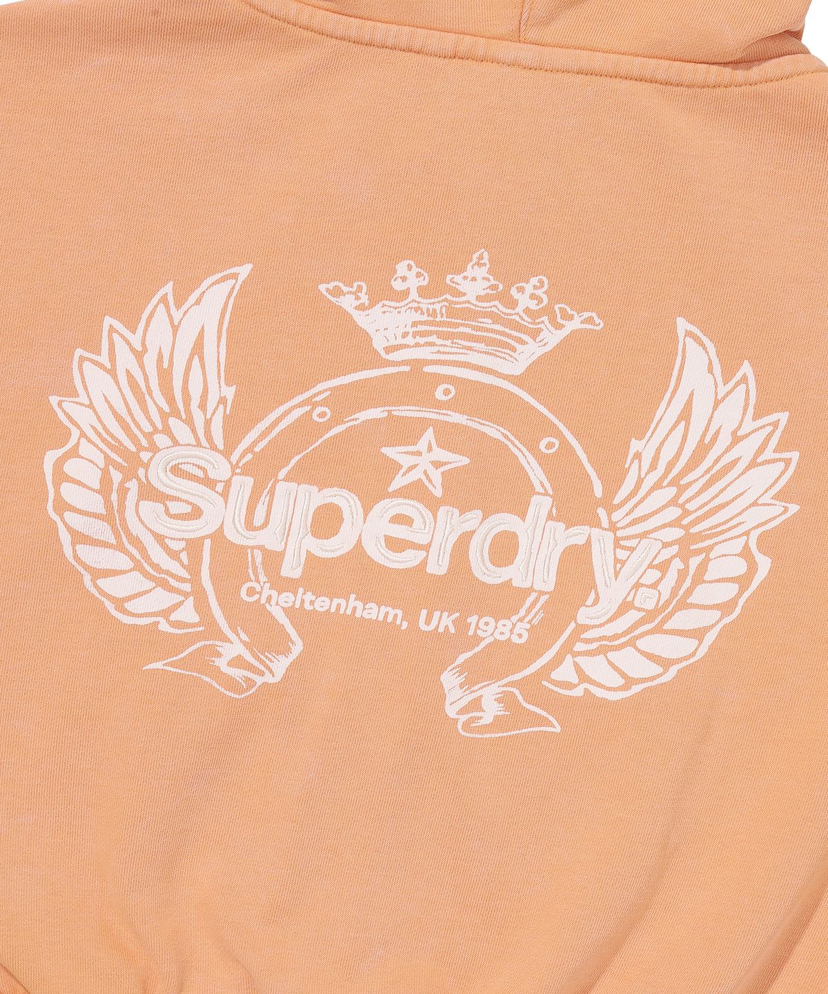 슈퍼드라이(SUPERDRY) W 빈티지 워시드 크롭 후드집업 라이트 오렌지