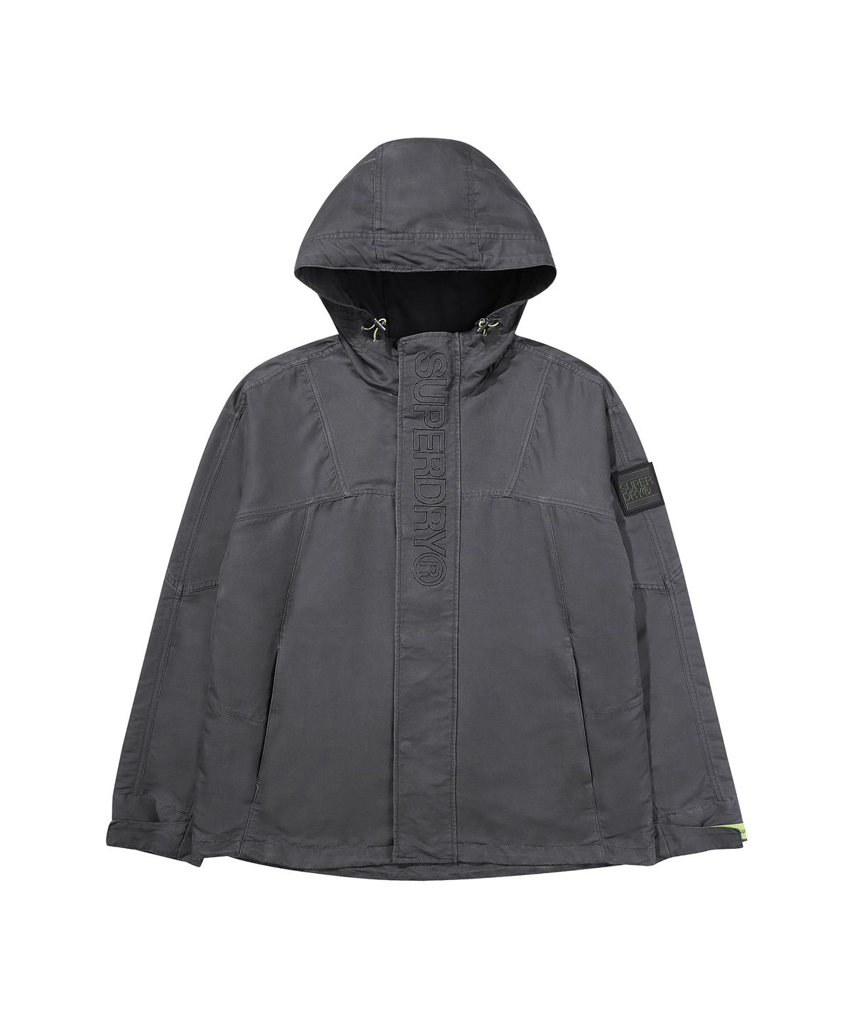 슈퍼드라이(SUPERDRY) 후드 시그니처 윈드브레이커 자켓 챠콜