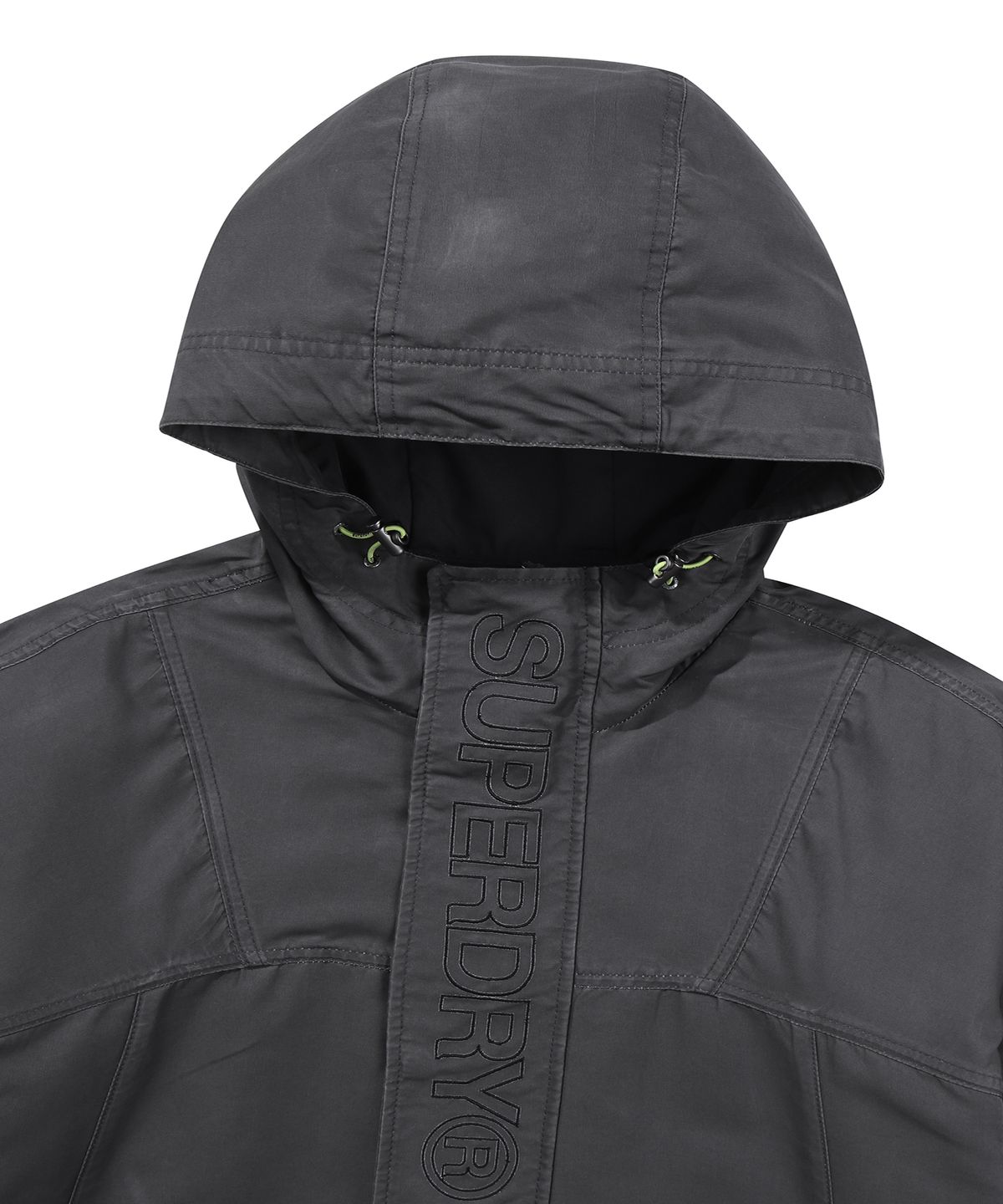 슈퍼드라이(SUPERDRY) 후드 시그니처 윈드브레이커 자켓 챠콜